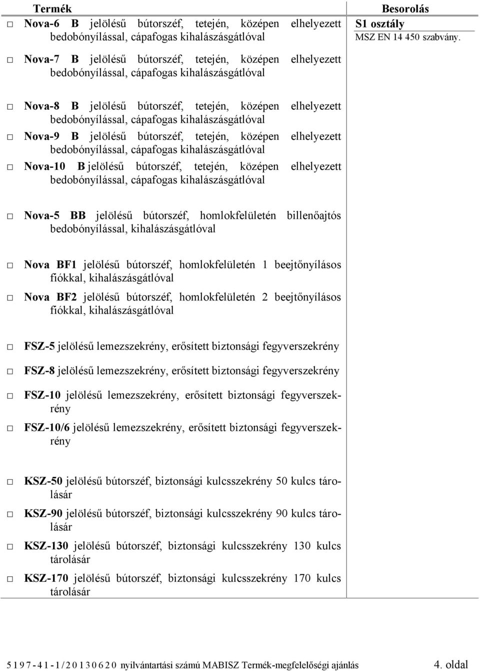 bútorszéf, homlokfelületén billenőajtós, kihalászásgátlóval Nova BF1 jelölésű bútorszéf, homlokfelületén 1 beejtőnyílásos fiókkal, kihalászásgátlóval Nova BF2 jelölésű bútorszéf, homlokfelületén 2