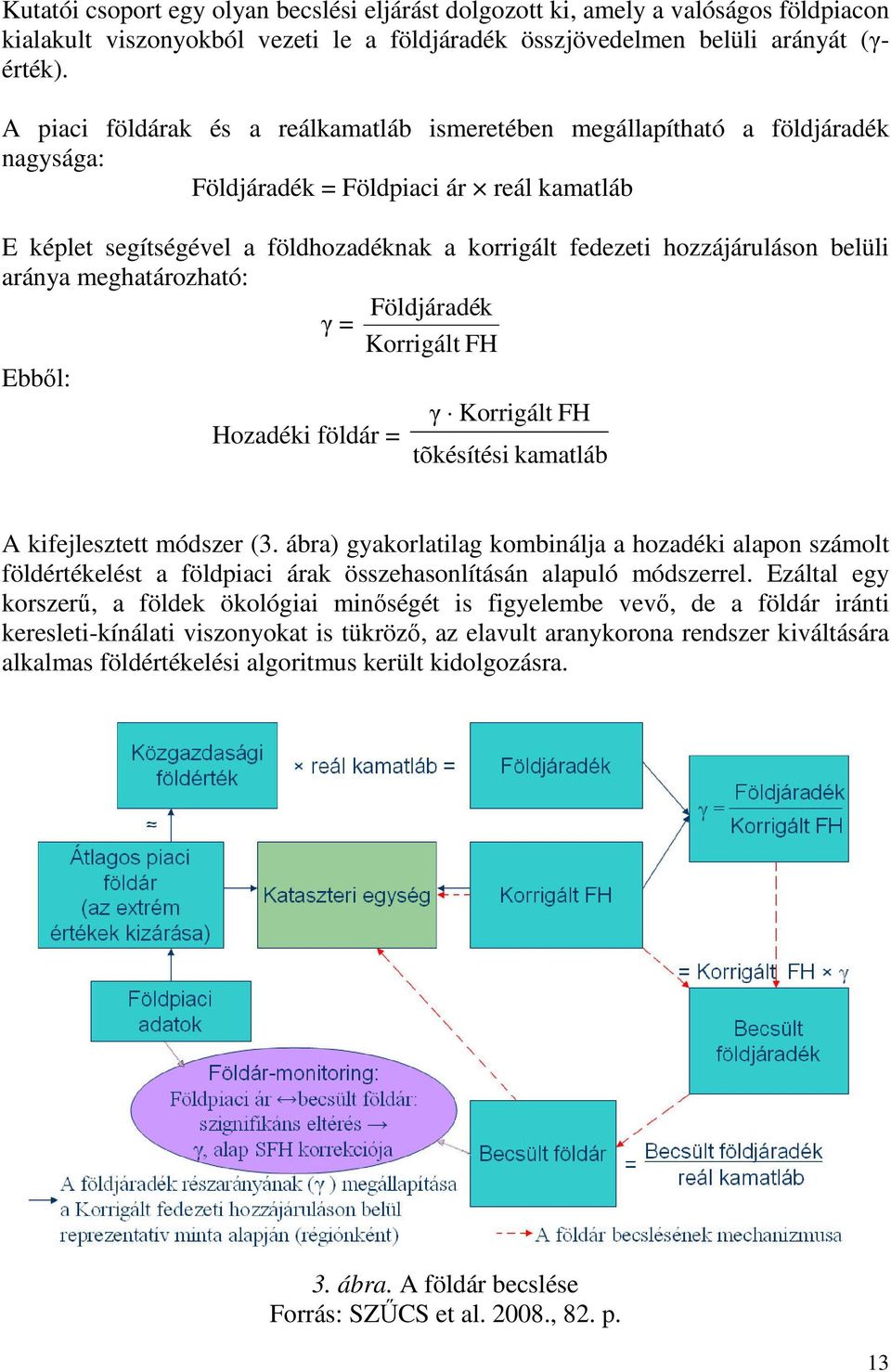 hozzájáruláson belüli aránya meghatározható: Földjáradék γ = Korrigált FH Ebből: γ Korrigált FH Hozadéki földár = tõkésítési kamatláb A kifejlesztett módszer (3.