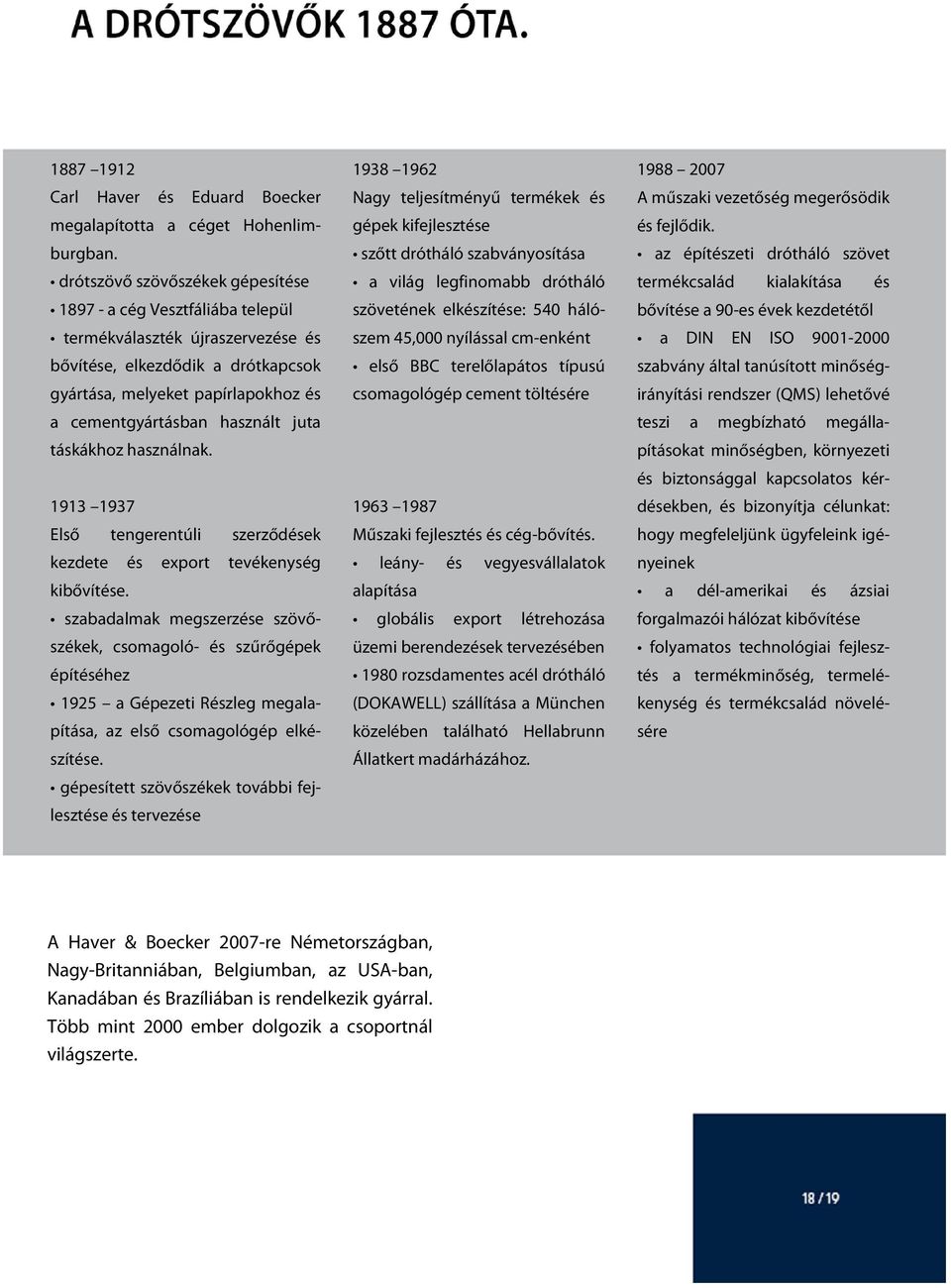 juta táskákhoz használnak. 1913 1937 Első tengerentúli szerződések kezdete és export tevékenység kibővítése.