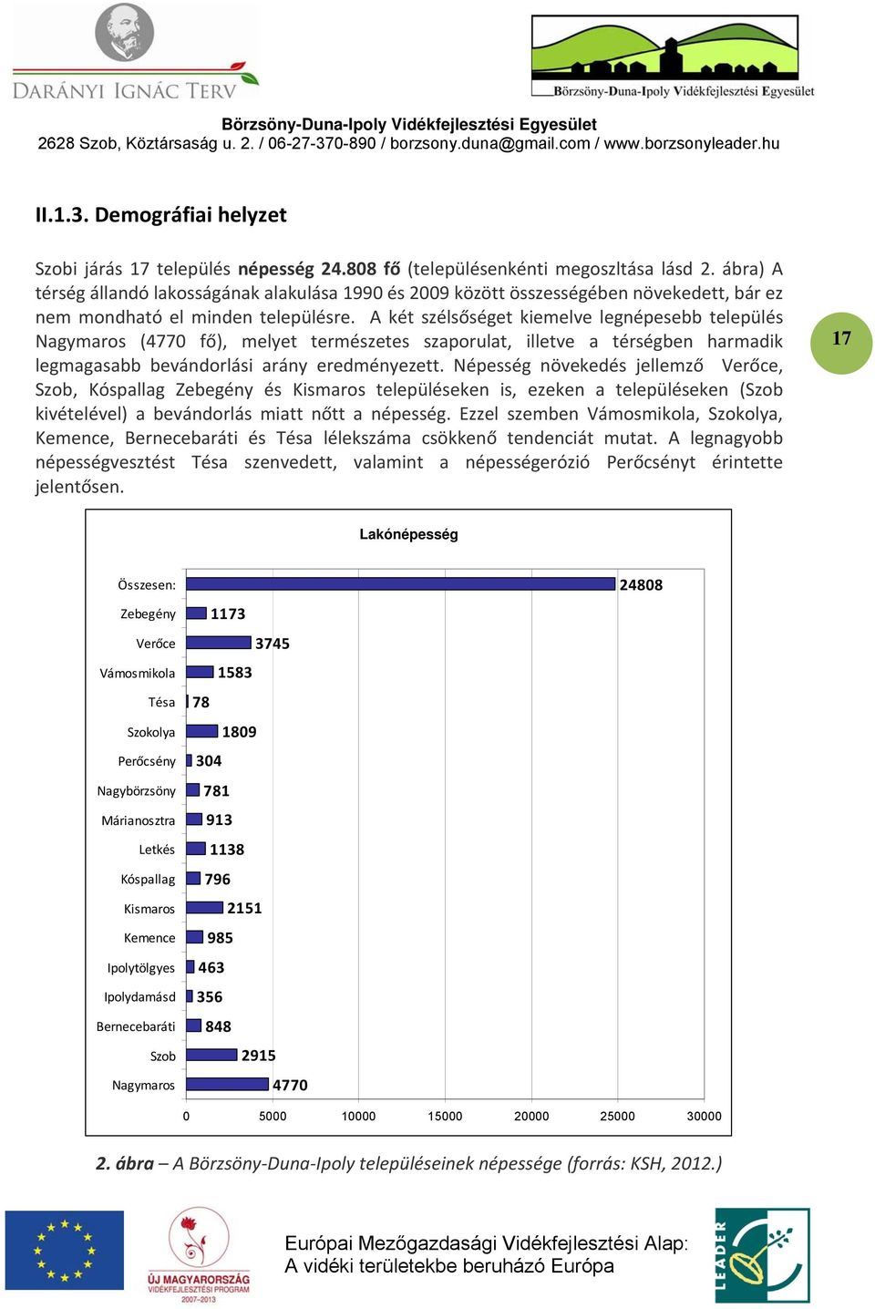 A két szélsőséget kiemelve legnépesebb település Nagymaros (4770 fő), melyet természetes szaporulat, illetve a térségben harmadik legmagasabb bevándorlási arány eredményezett.