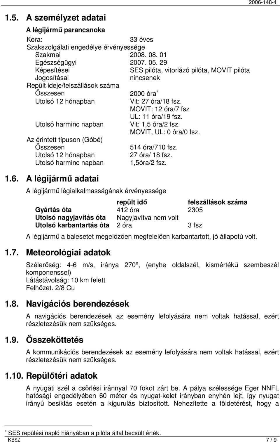 MOVIT: 12 óra/7 fsz UL: 11 óra/19 fsz. Utolsó harminc napban Vit: 1,5 óra/2 fsz. MOVIT, UL: 0 óra/0 fsz. Az érintett típuson (Góbé) Összesen 514 óra/710 fsz. Utolsó 12 hónapban 27 óra/ 18 fsz.