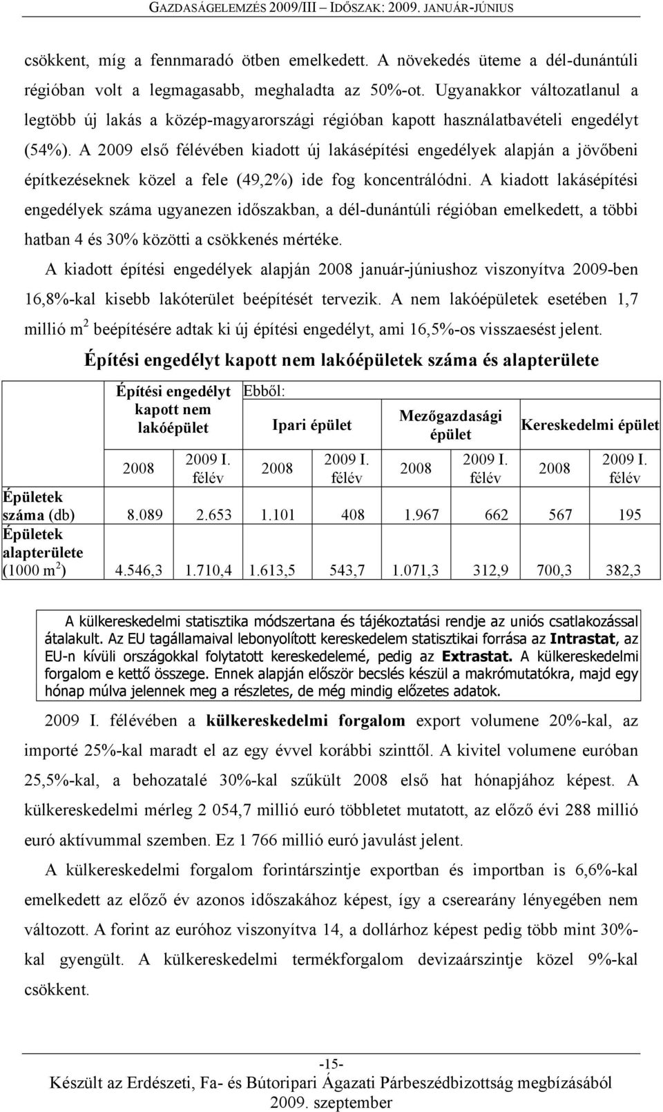 A 2009 első félévében kiadott új lakásépítési engedélyek alapján a jövőbeni építkezéseknek közel a fele (49,2%) ide fog koncentrálódni.