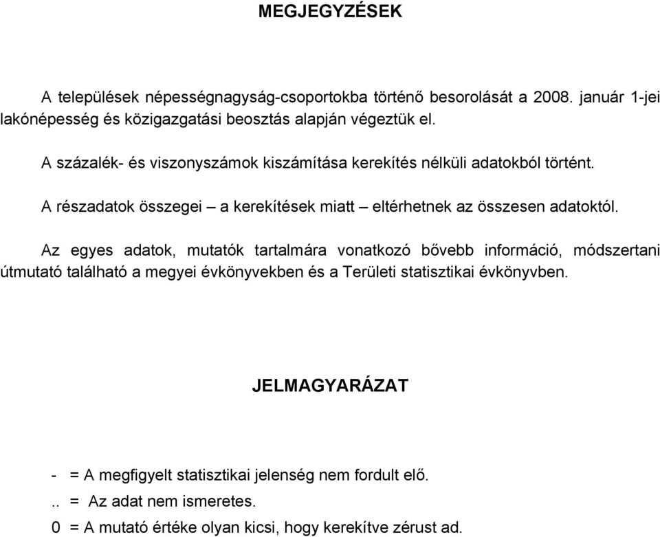 Az egyes adatok, mutatók tartalmára vonatkozó bővebb információ, módszertani útmutató található a megyei évkönyvekben és a Területi statisztikai évkönyvben.