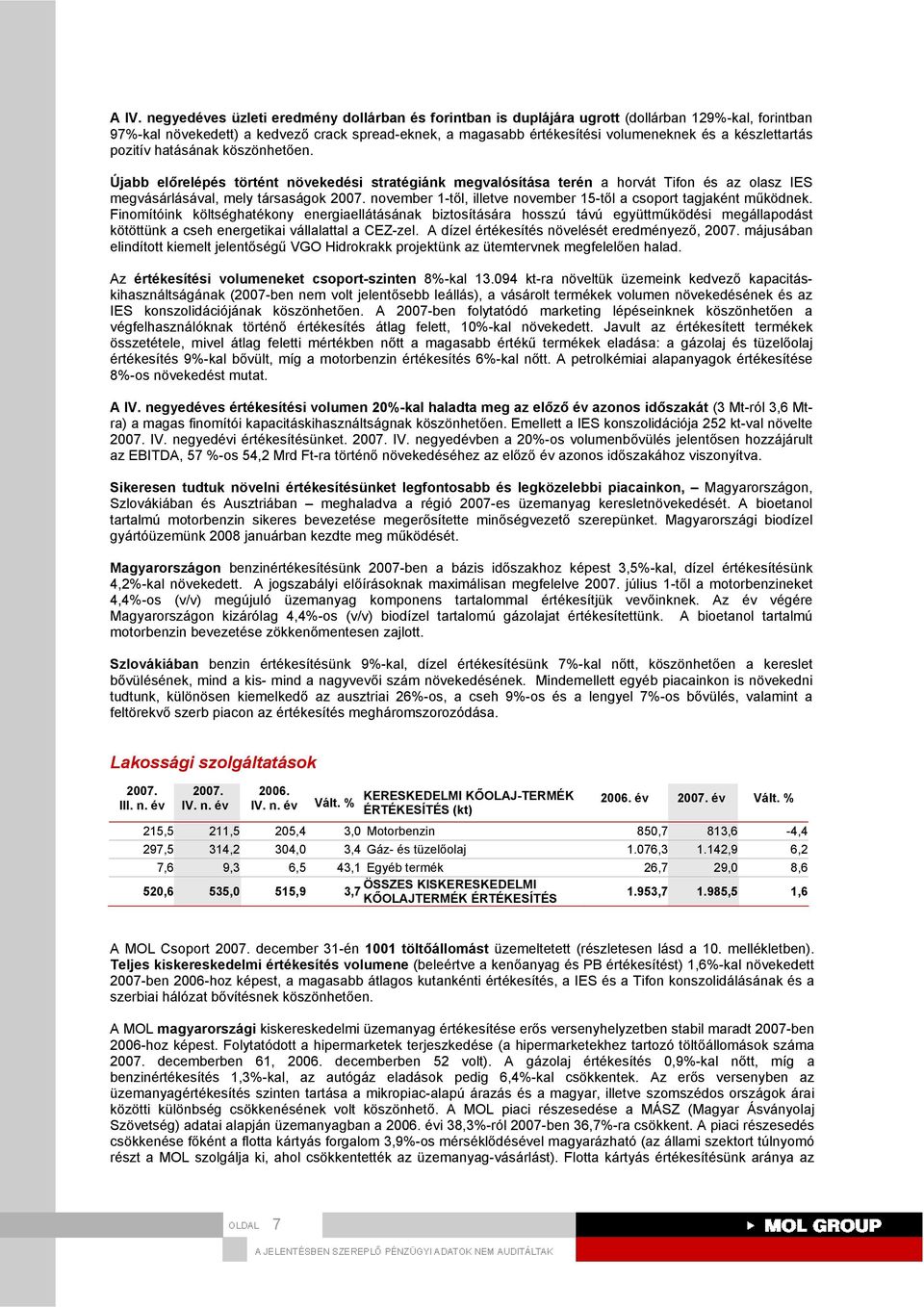 Újabb előrelépés történt növekedési stratégiánk megvalósítása terén a horvát Tifon és az olasz IES megvásárlásával, mely társaságok november 1-től, illetve november 15-től a csoport tagjaként