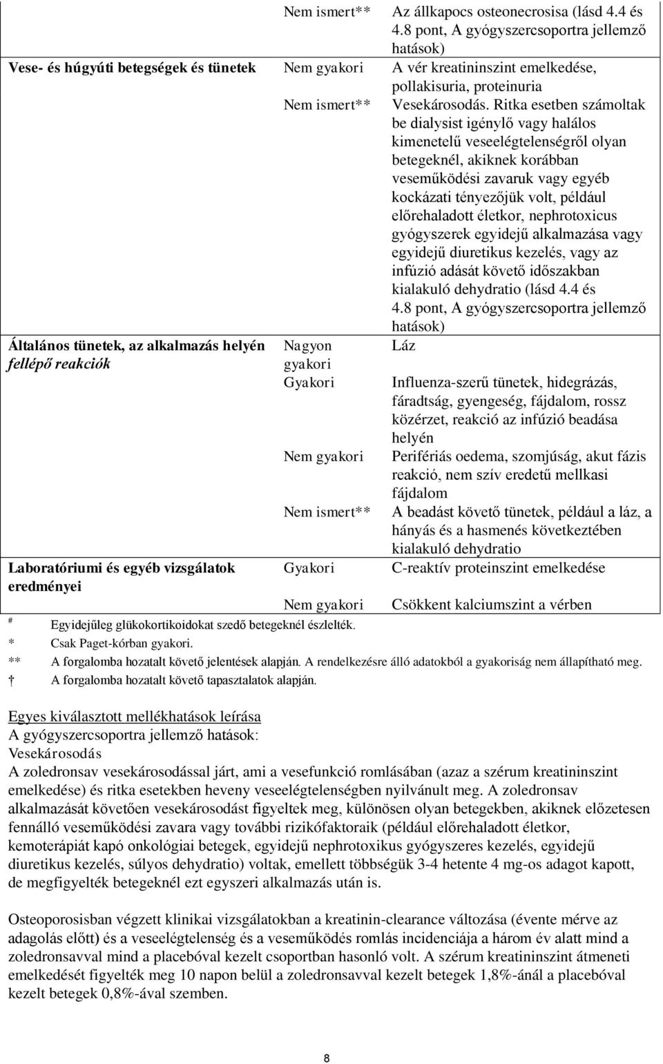 Ritka esetben számoltak be dialysist igénylő vagy halálos kimenetelű veseelégtelenségről olyan betegeknél, akiknek korábban veseműködési zavaruk vagy egyéb kockázati tényezőjük volt, például