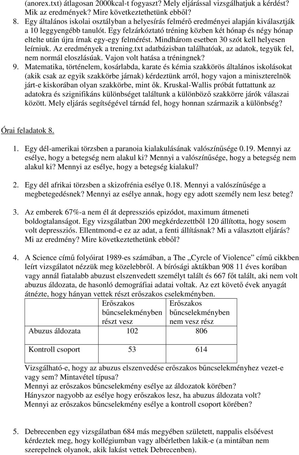 Egy felzárkóztató tréning közben két hónap és négy hónap eltelte után újra írnak egy-egy felmérést. Mindhárom esetben 30 szót kell helyesen leírniuk. Az eredmények a trening.