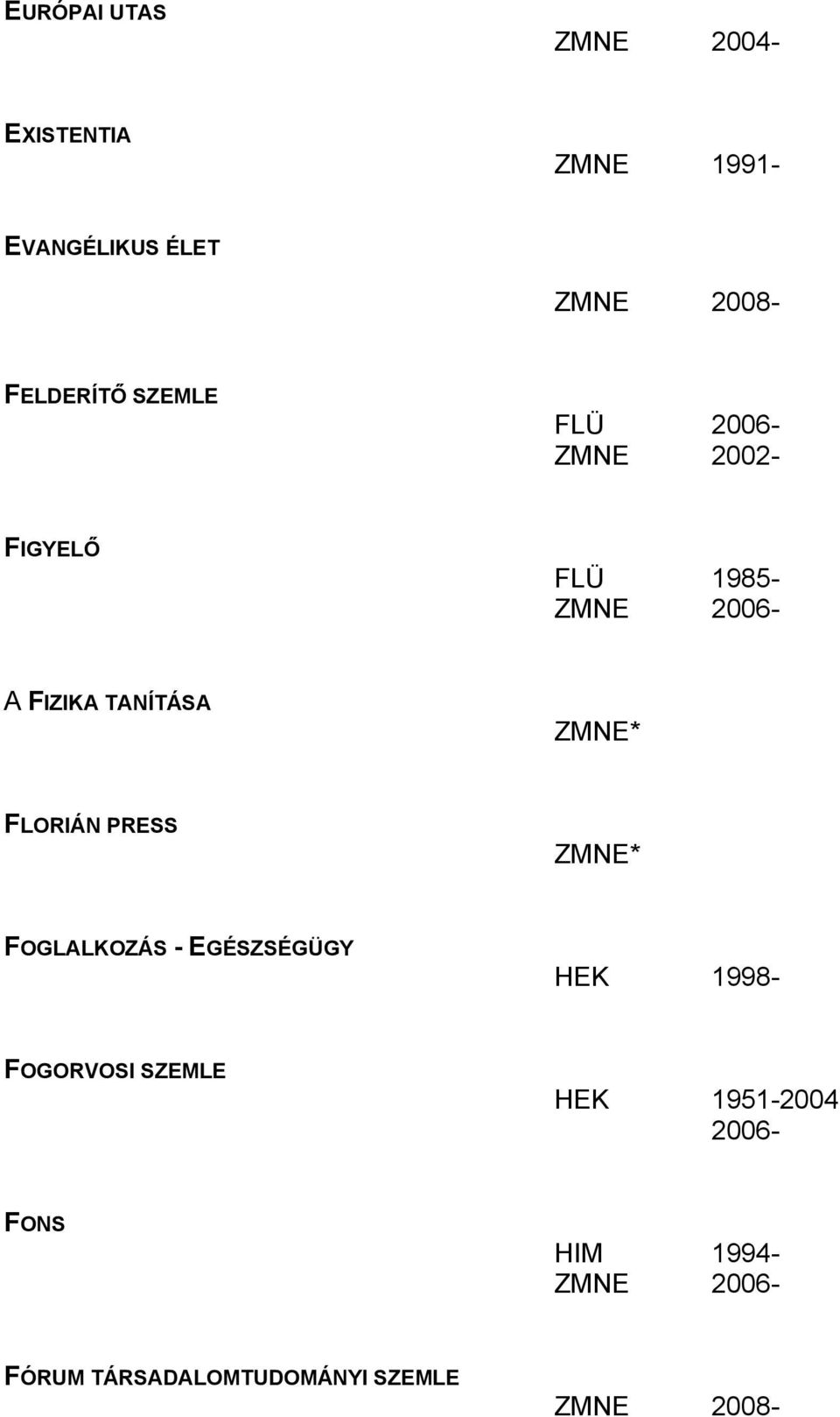 TANÍTÁSA FLORIÁN PRESS FOGLALKOZÁS - EGÉSZSÉGÜGY HEK 1998-