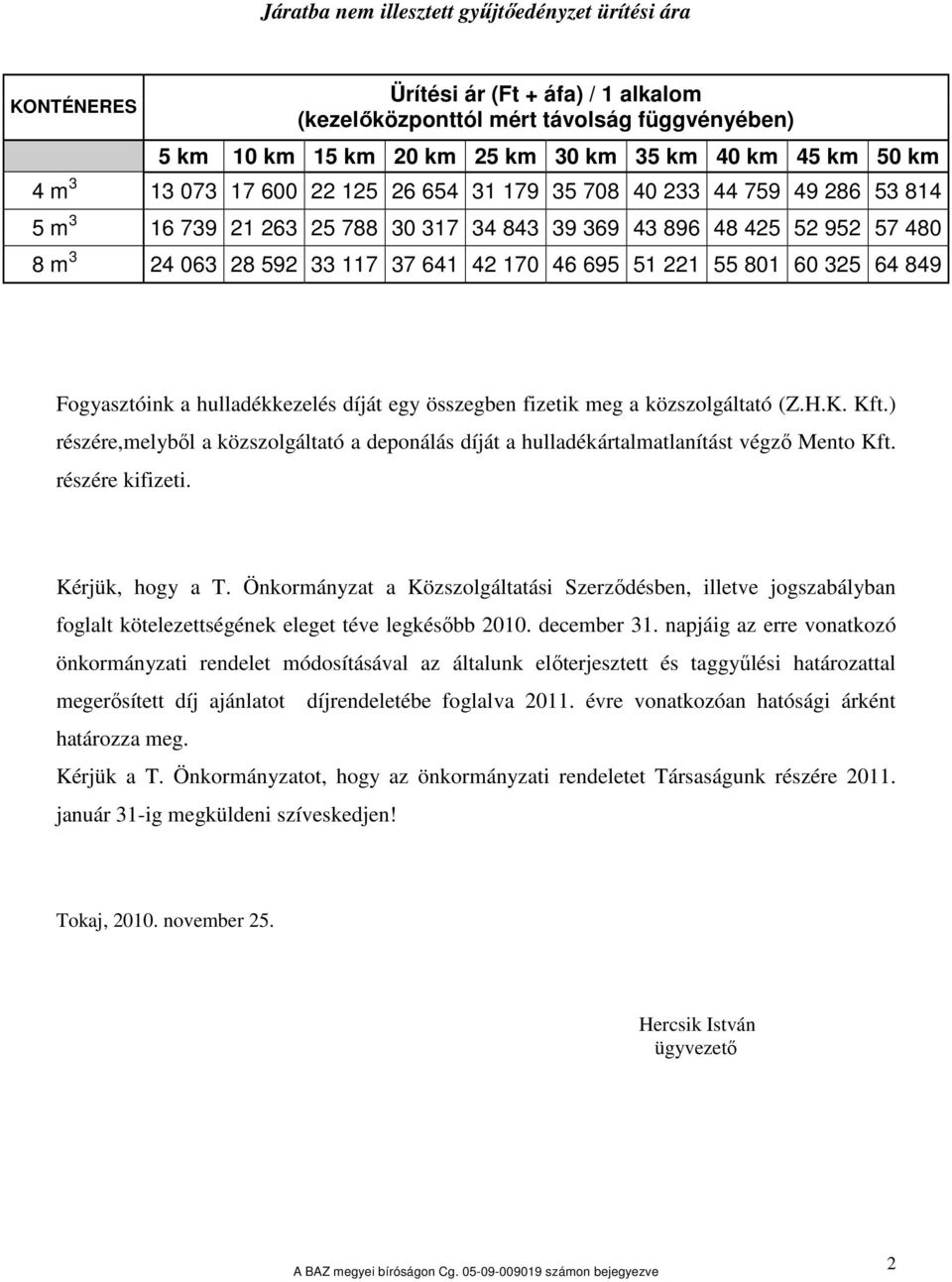 51 221 55 801 60 325 64 849 Fogyasztóink a hulladékkezelés díját egy összegben fizetik meg a közszolgáltató (Z.H.K. Kft.