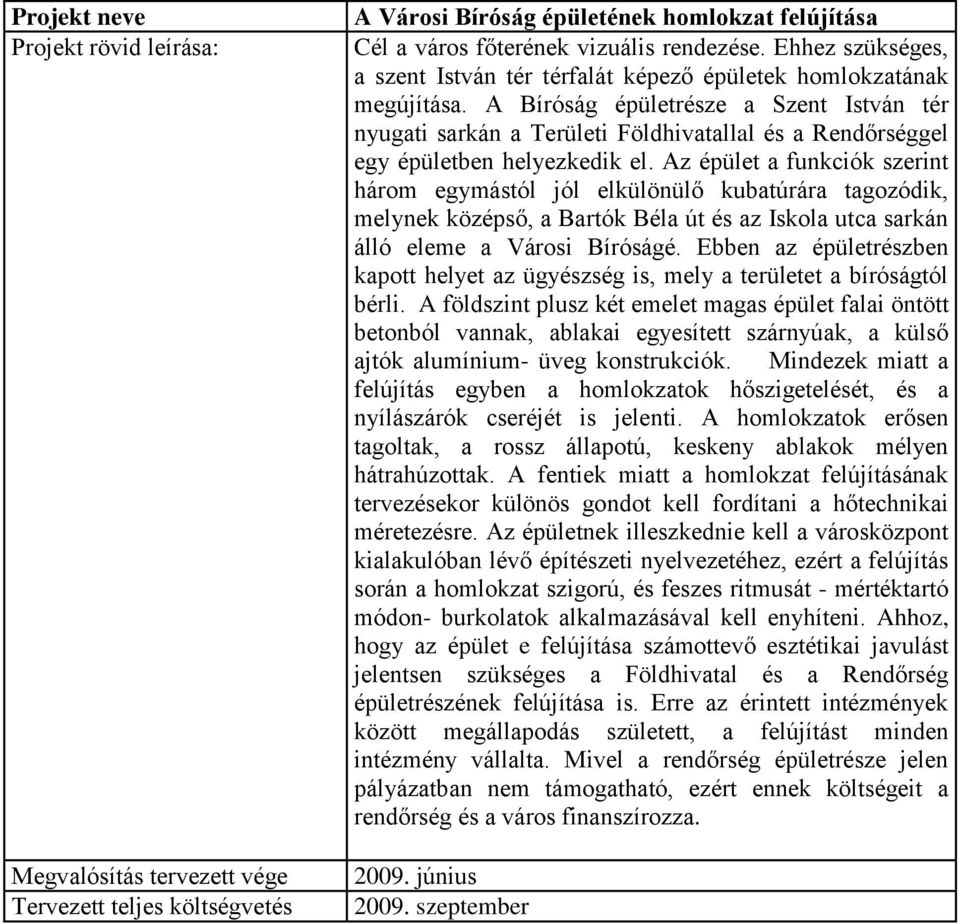 A Bíróság épületrésze a Szent István tér nyugati sarkán a Területi Földhivatallal és a Rendőrséggel egy épületben helyezkedik el.