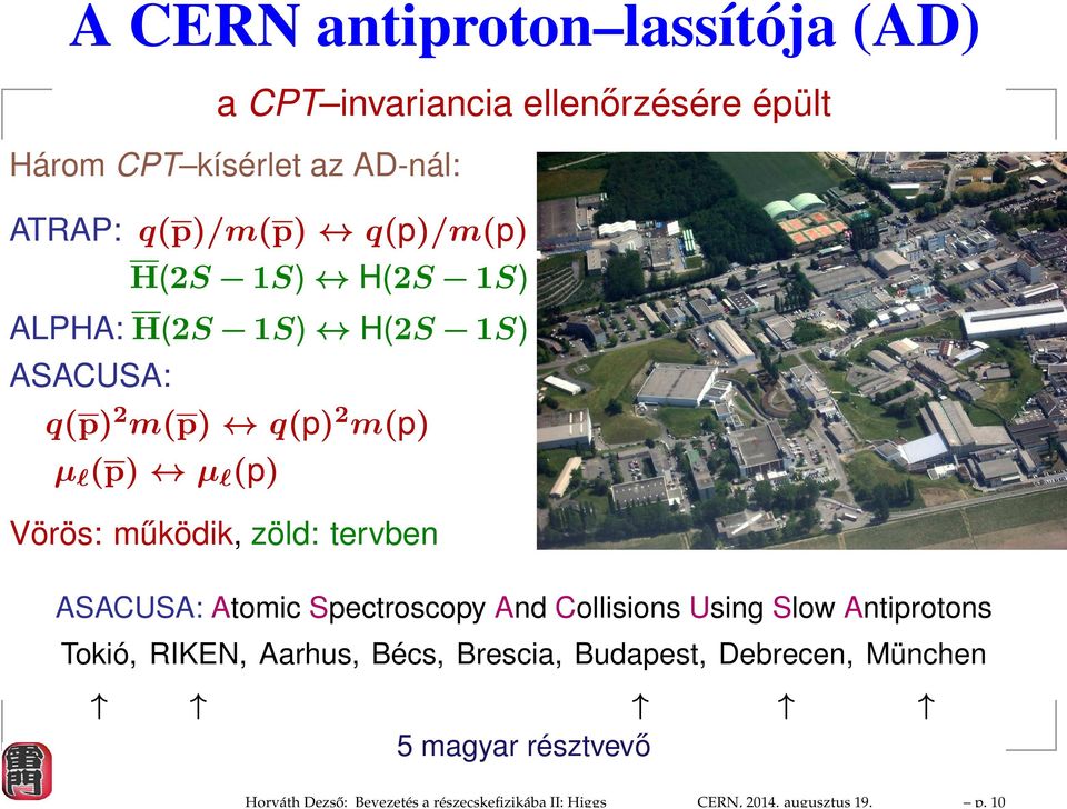 q(p)/m(p) H(2S 1S) H(2S 1S) ALPHA: H(2S 1S) H(2S 1S) ASACUSA: q(p) 2 m(p) q(p) 2 m(p) µ l (p) µ l (p) Vörös: működik,