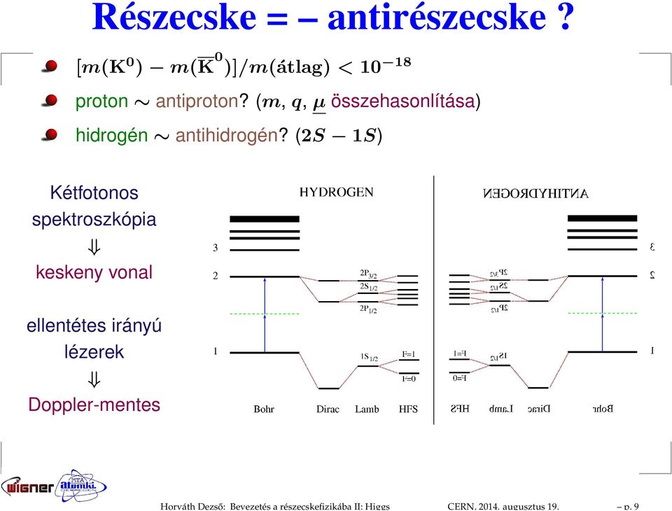 [m(k 0 ) m(k 0 )]/m(átlag) < 10 18 proton antiproton?