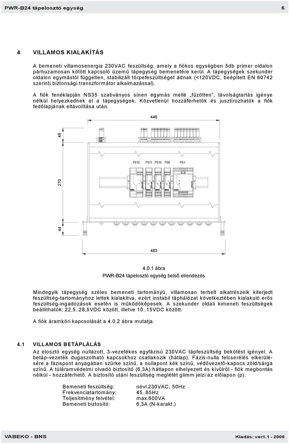 A tápegységek szekunder oldalon egymástól független, stabilizált törpefeszültséget adnak (<120VDC, beépített EN 60742 szerinti biztonsági transzformátor alkalmazással).