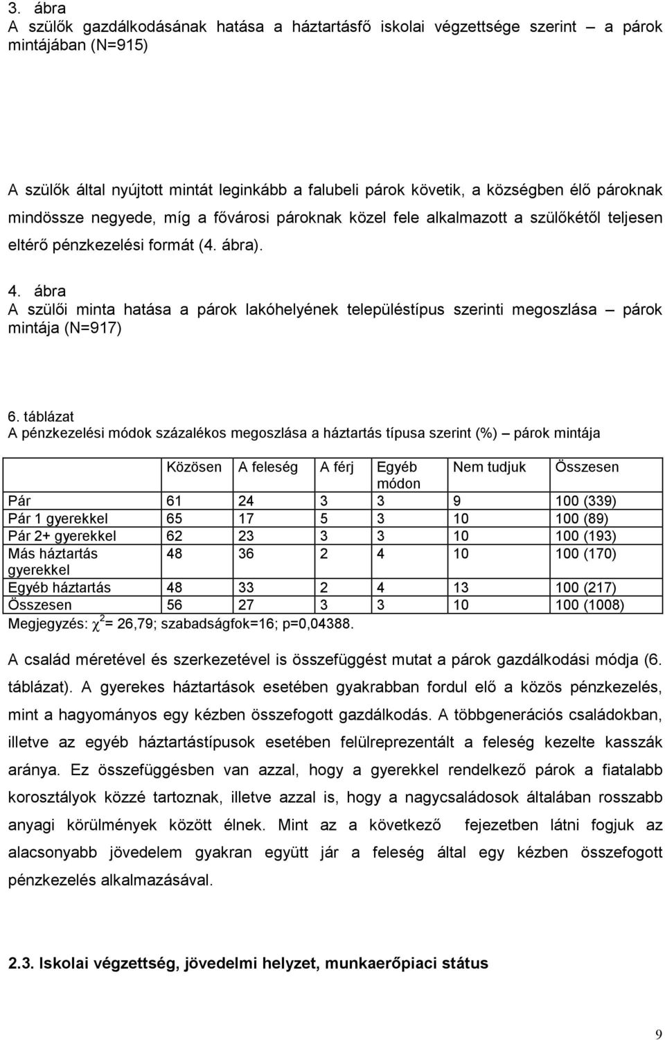 ábra A szülői minta hatása a párok lakóhelyének településtípus szerinti megoszlása párok mintája (N=917) 6.