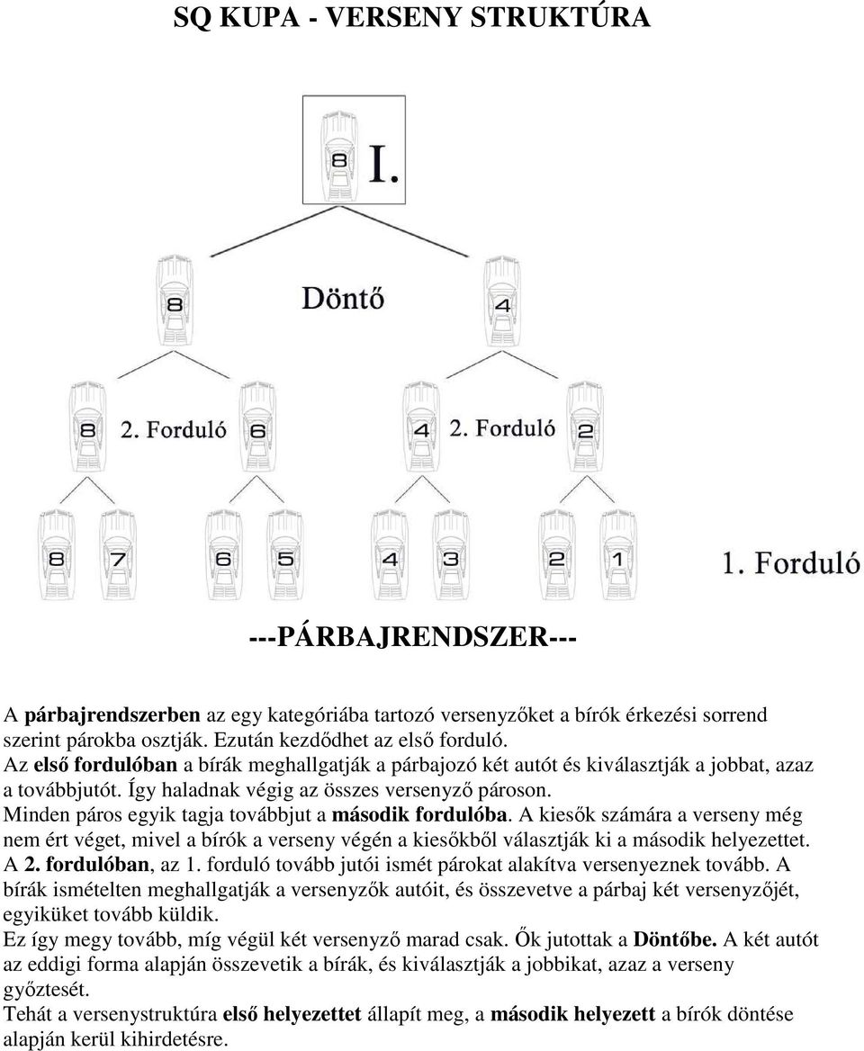 Minden páros egyik tagja továbbjut a második fordulóba. A kiesők számára a verseny még nem ért véget, mivel a bírók a verseny végén a kiesőkből választják ki a második helyezettet. A 2.