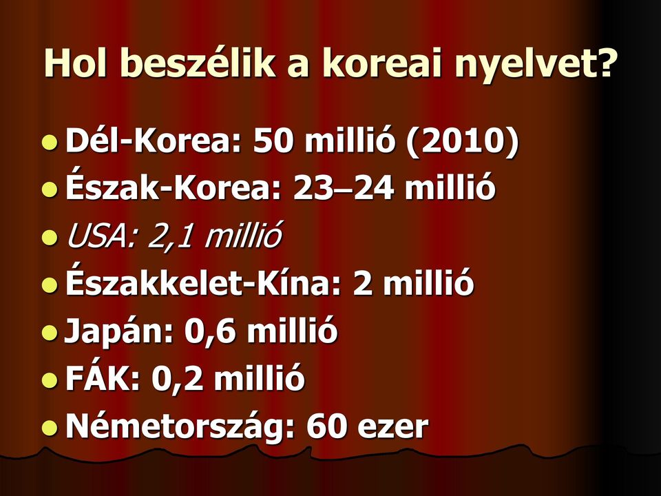 24 millió USA: 2,1 millió Északkelet-Kína: 2