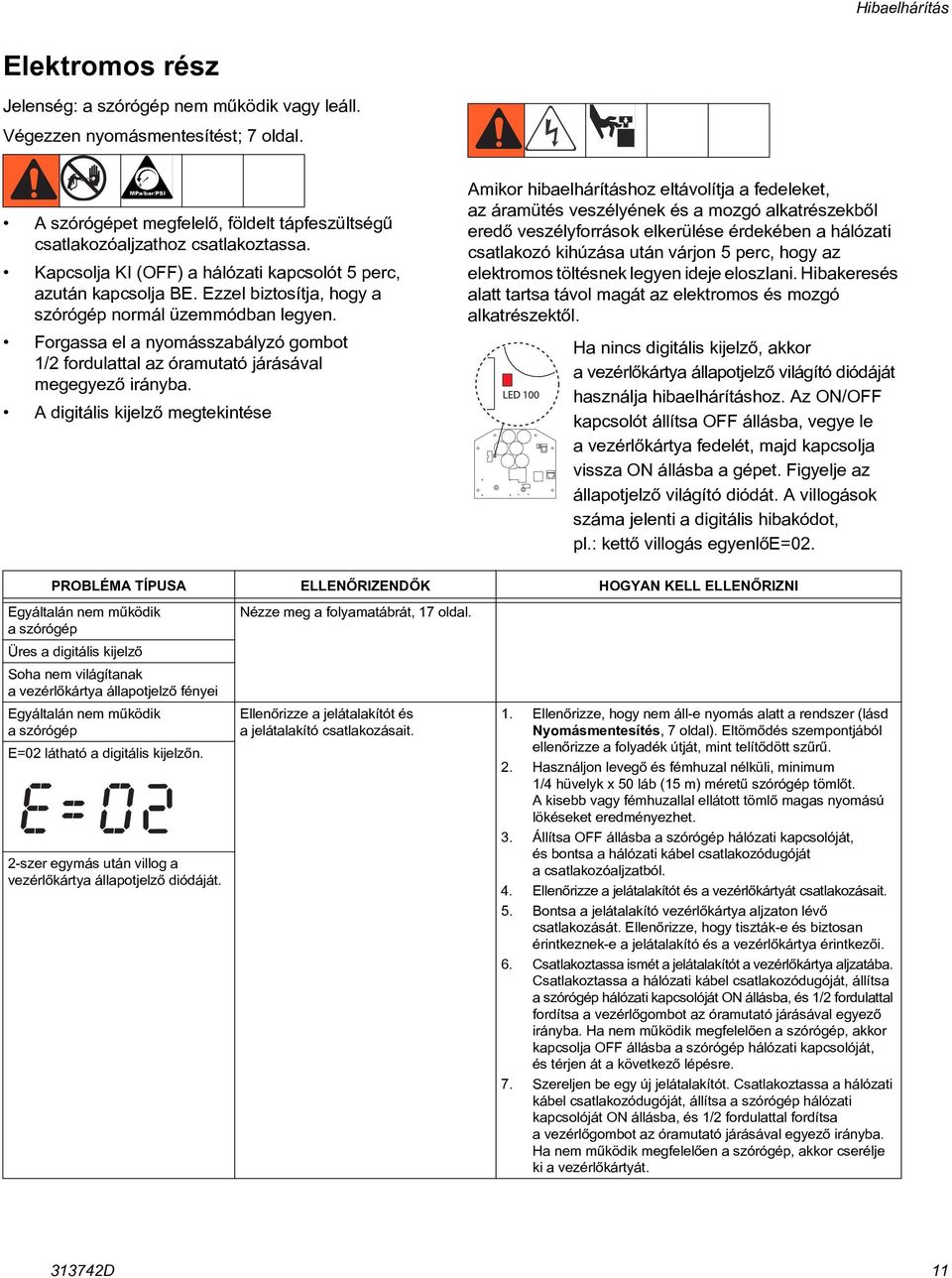 Forgassa el a nyomásszabályzó gombot 1/2 fordulattal az óramutató járásával megegyezõ irányba.