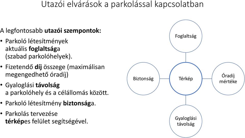 Foglaltság Fizetendő díj összege (maximálisan megengedhető óradíj) Gyaloglási távolság a parkolóhely