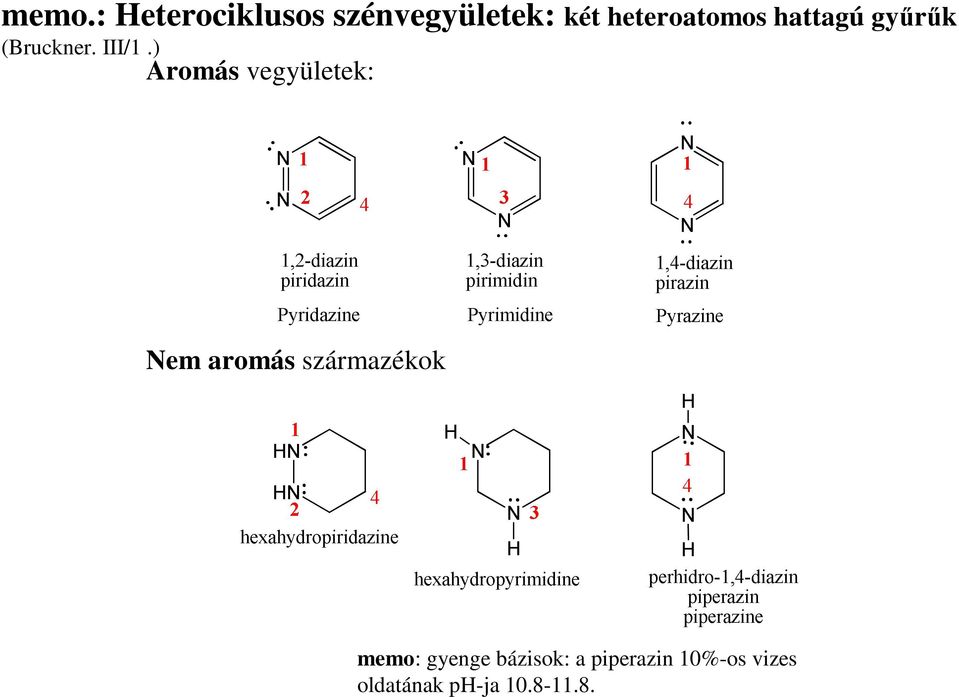 ) Aromás vegyületek: em aromás származékok memo: