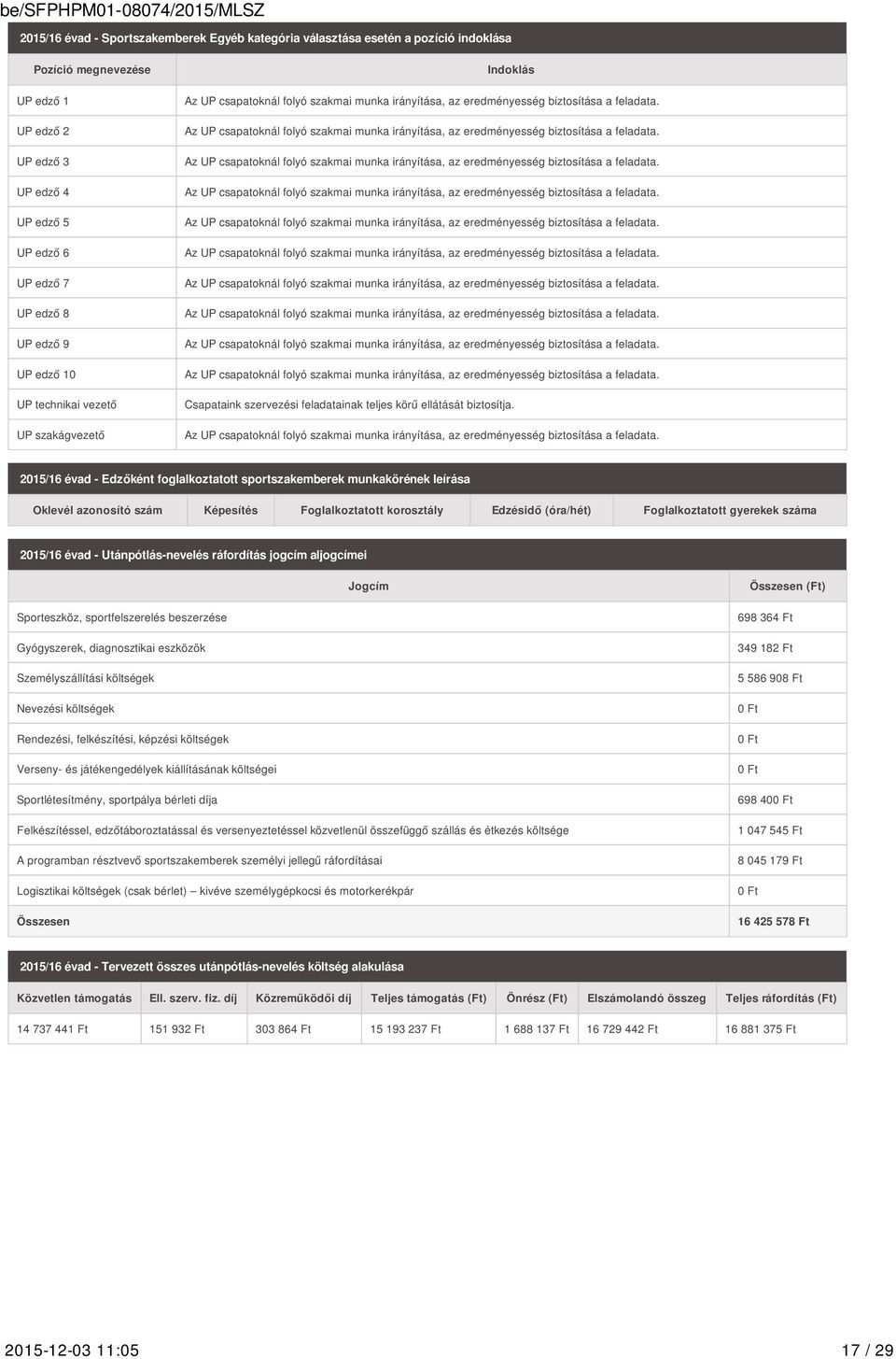 Az UP csapatoknál folyó szakmai munka irányítása, az eredményesség biztosítása a feladata. Az UP csapatoknál folyó szakmai munka irányítása, az eredményesség biztosítása a feladata.