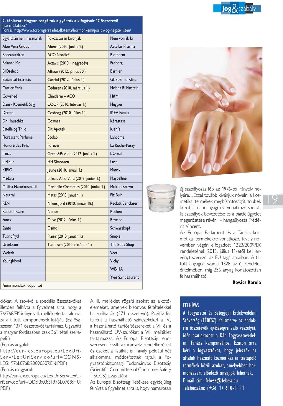 ) Astellas Pharma Badeanstalten ACO Nordic* Biotherm Balance Me Actavis (2010 I. negyedév) Faaborg BIOselect Allison (2012. június 30.) Barnier Botanical Extracts Careful (2012. június 1.