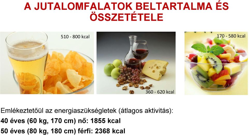 energiaszükségletek (átlagos aktivitás): 40 éves (60