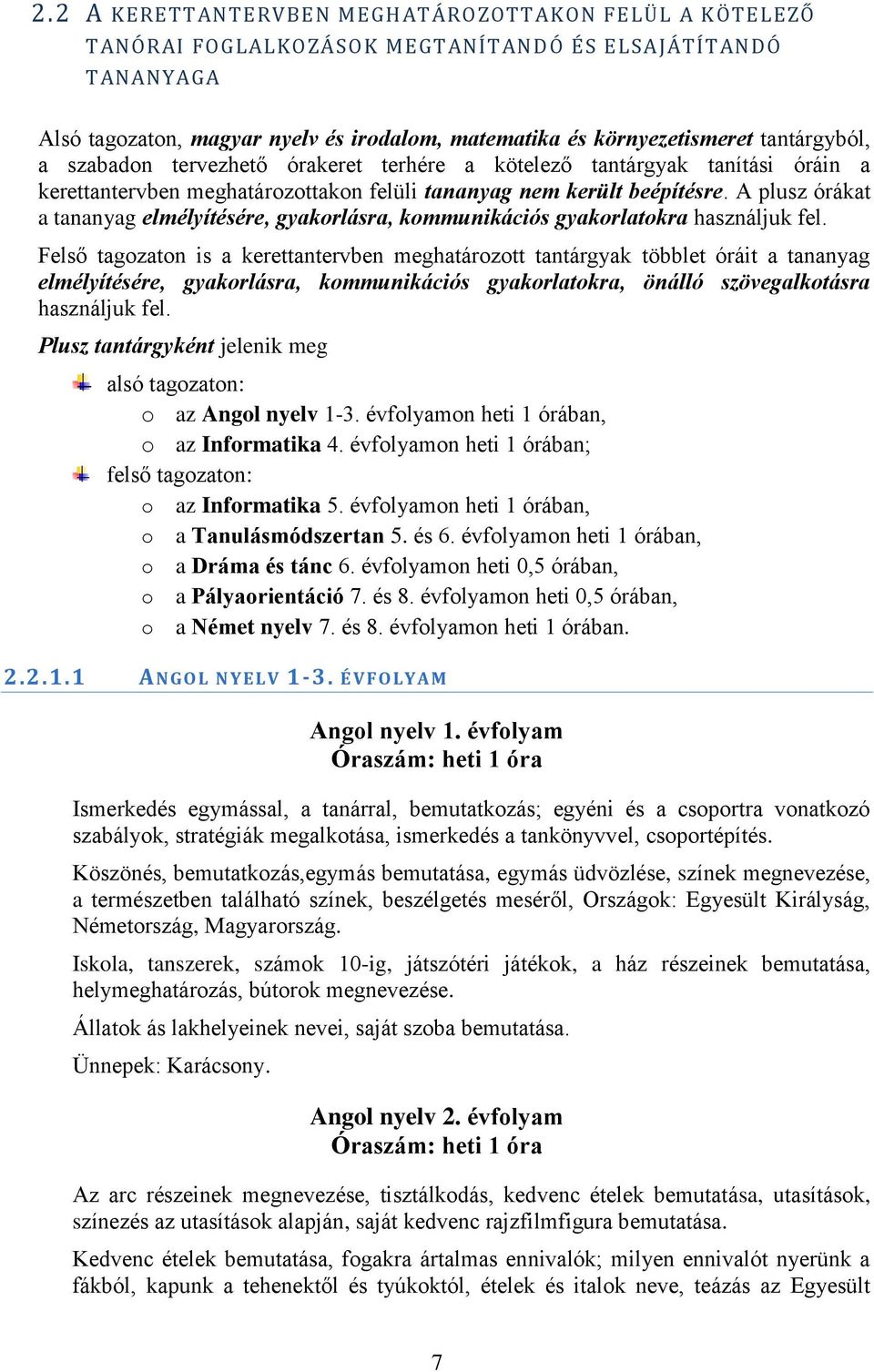 A plusz órákat a tananyag elmélyítésére, gyakorlásra, kommunikációs gyakorlatokra használjuk fel.