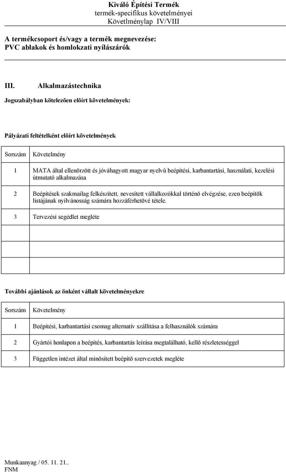 Beépítések szakmailag felkészített, nevesített vállalkozókkal történõ elvégzése, ezen beépítõk listájának nyilvánosság számára hozzáférhetõvé