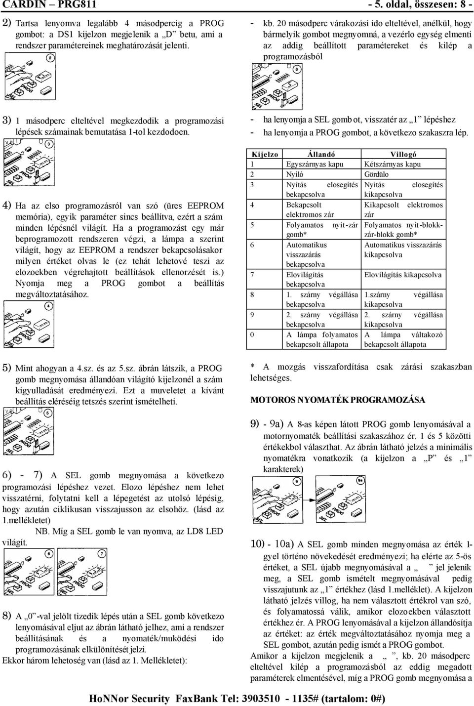 megkezdodik a programozási lépések számainak bemutatása 1-tol kezdodoen.