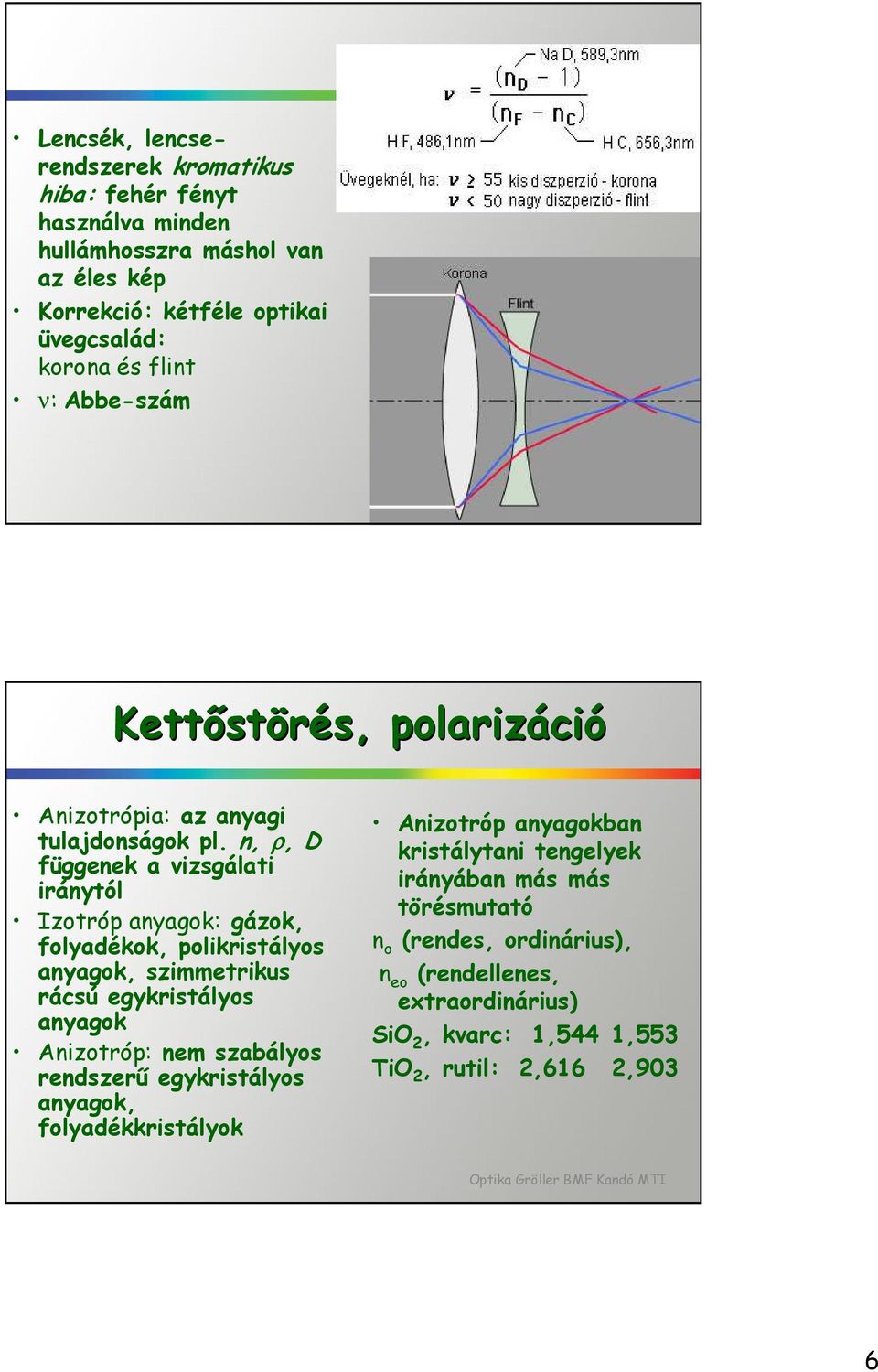 n, ρ, D függenek a vizsgálati iránytól Izotróp anyagok: gázok, folyadékok, polikristályos anyagok, szimmetrikus rácsú egykristályos anyagok Anizotróp: nem szabályos