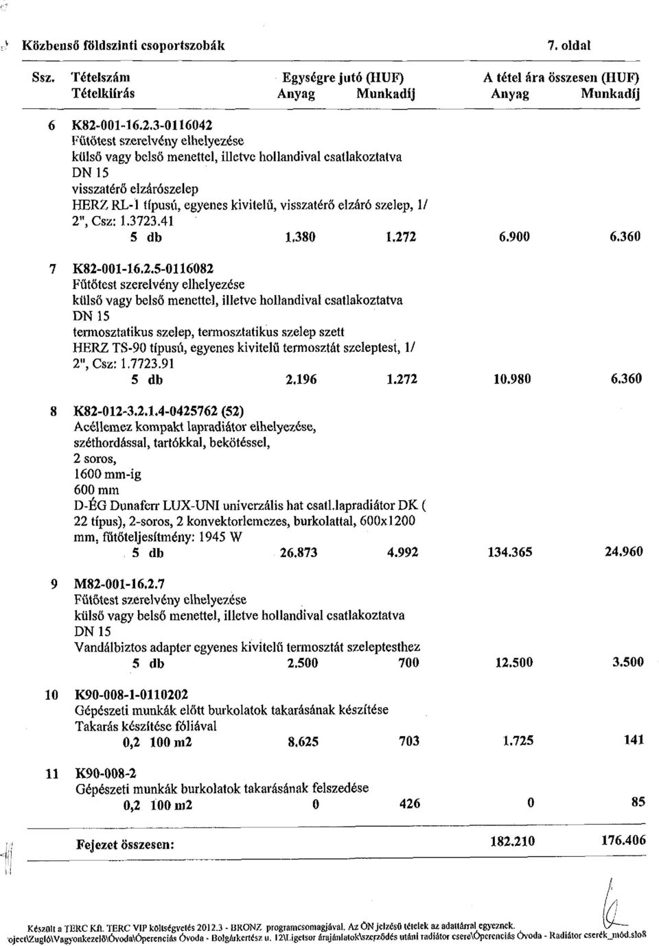 7723.91 5 db 2,196 1.272 10.980 6.360 8 K82-012-3.2.1.4-0425762 (52) Acéllemez kompakt lapradiátor elhelyezése, széthordással, tartókkal, bekötéssel, 2 soros, 1600 mm-ig 600 mm D-ÉG Dunaferr LUX-UNI univerzális hat csati.