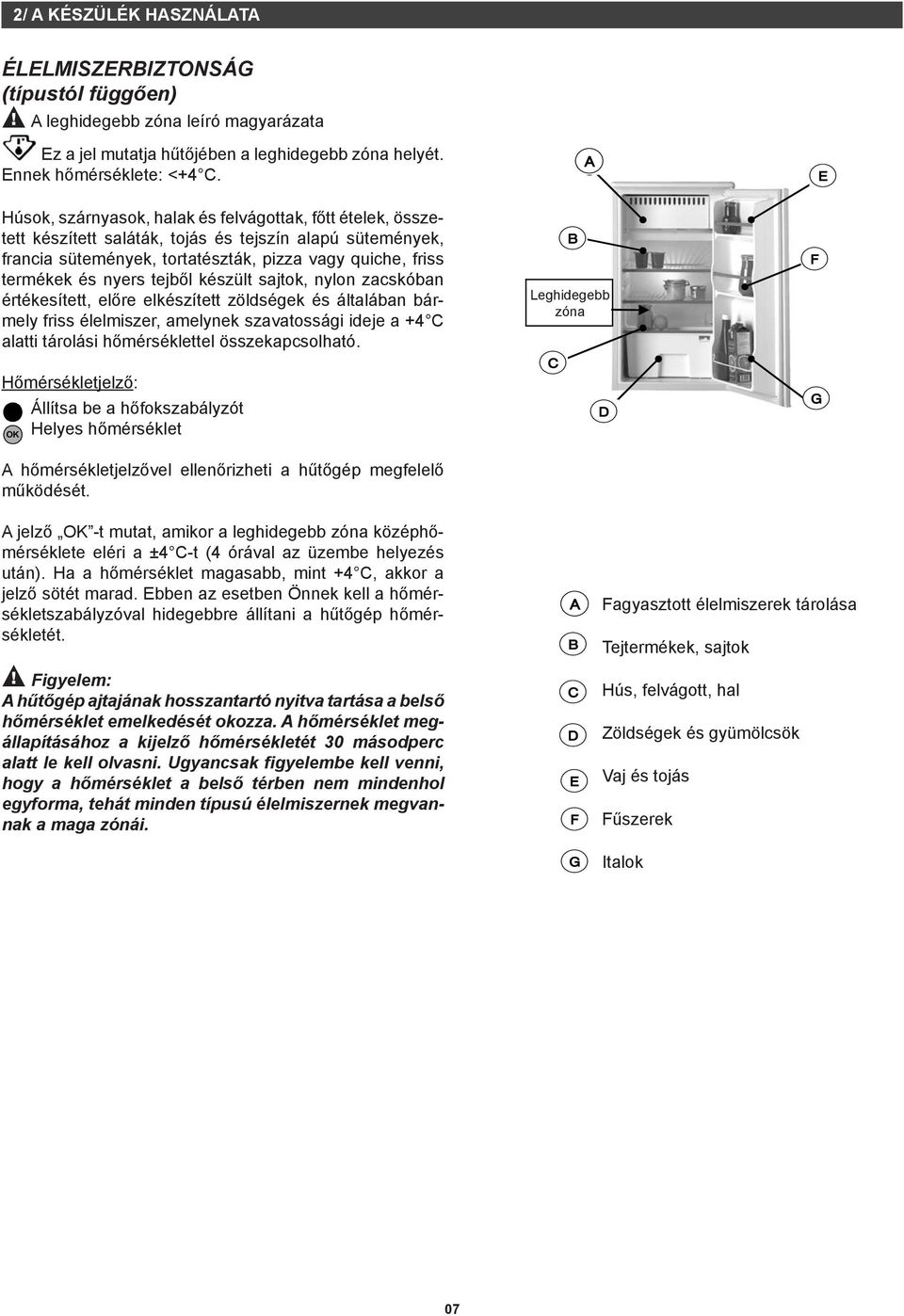 tejből készült sajtok, nylon zacskóban értékesített, előre elkészített zöldségek és általában bármely friss élelmiszer, amelynek szavatossági ideje a +4 alatti tárolási hőmérséklettel