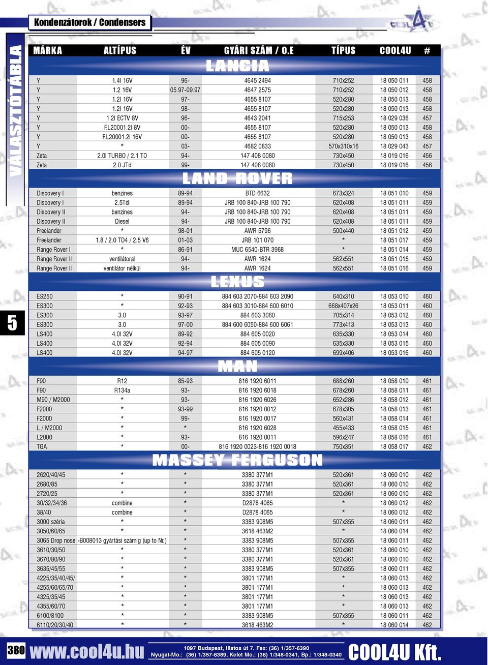 2I 8V 00-46 8107 20x280 18 00 013 48 Y F.L20001.2I 16V 00-46 8107 20x280 18 00 013 48 Y * 03-4682 0833 70x310x16 18 029 043 47 Zeta 2.0I TURBO / 2.1 TD 94-147 408 0080 730x40 18 019 016 46 Zeta 2.