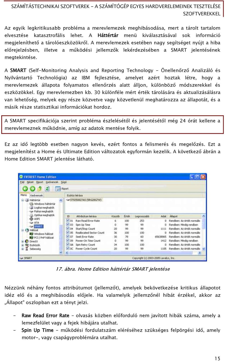 A merevlemezek esetében nagy segítséget nyújt a hiba előrejelzésben, illetve a működési jellemzők lekérdezésében a SMART jelentésének megtekintése.