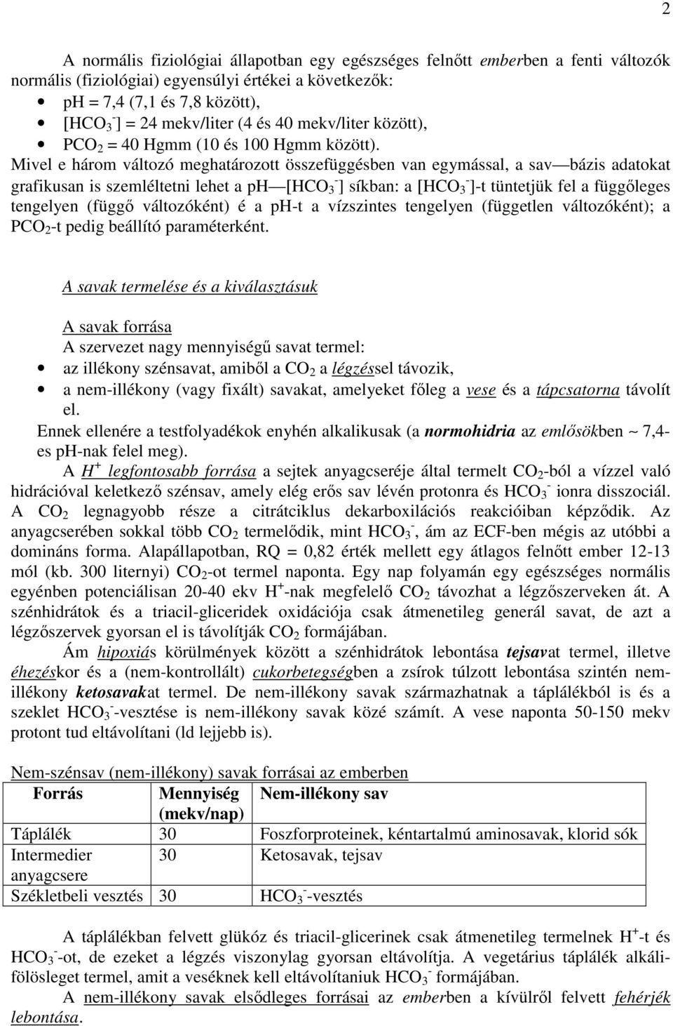 Mivel e három változó meghatározott összefüggésben van egymással, a sav bázis adatokat grafikusan is szemléltetni lehet a ph [HCO 3 - ] síkban: a [HCO 3 - ]-t tüntetjük fel a függıleges tengelyen