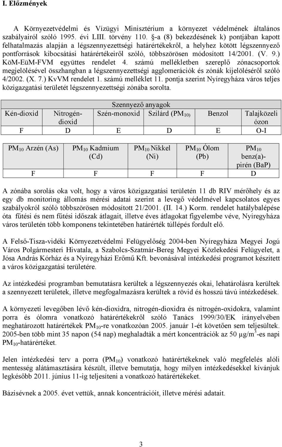módosított 14/01. (V. 9.) KöM-EüM-FVM együttes rendelet 4. számú mellékletben szereplő zónacsoportok megjelölésével összhangban a légszennyezettségi agglomerációk és zónák kijelöléséről szóló 4/02.