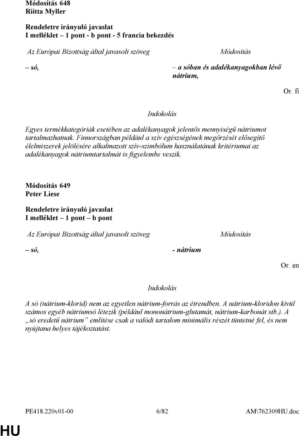 Finnországban például a szív egészségének megőrzését elősegítő élelmiszerek jelölésére alkalmazott szív-szimbólum használatának kritériumai az adalékanyagok nátriumtartalmát is figyelembe veszik.