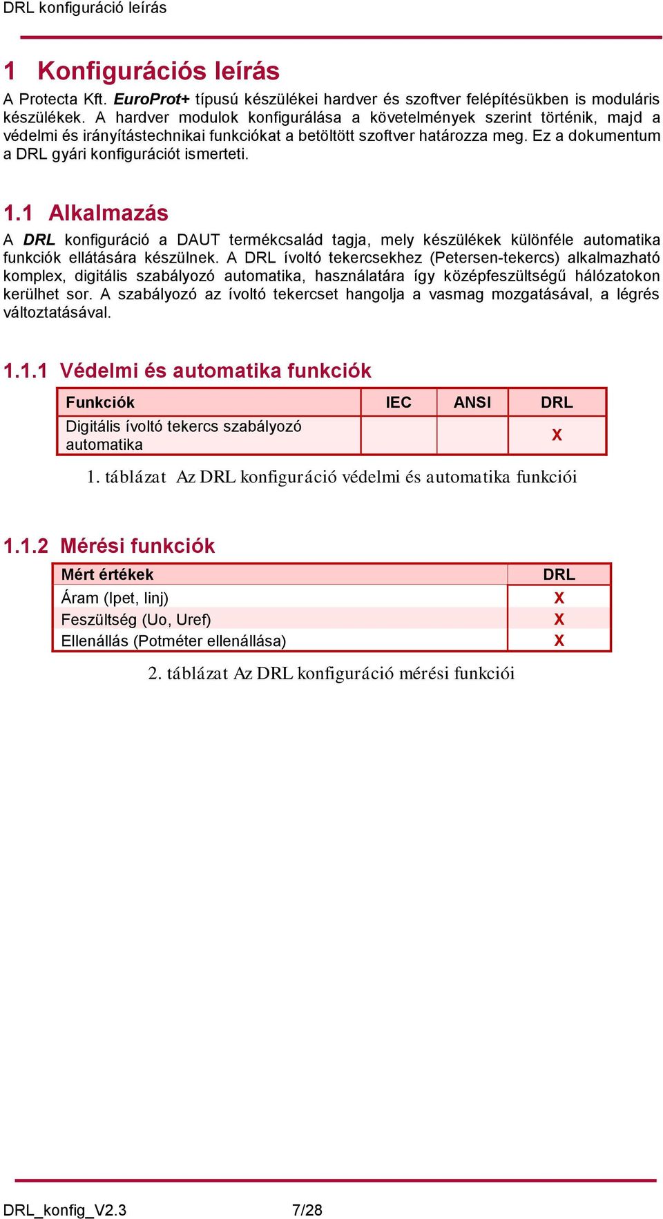 Ez a dokumentum a DRL gyári konfigurációt ismerteti. 1.1 Alkalmazás A DRL konfiguráció a DAUT termékcsalád tagja, mely készülékek különféle automatika funkciók ellátására készülnek.