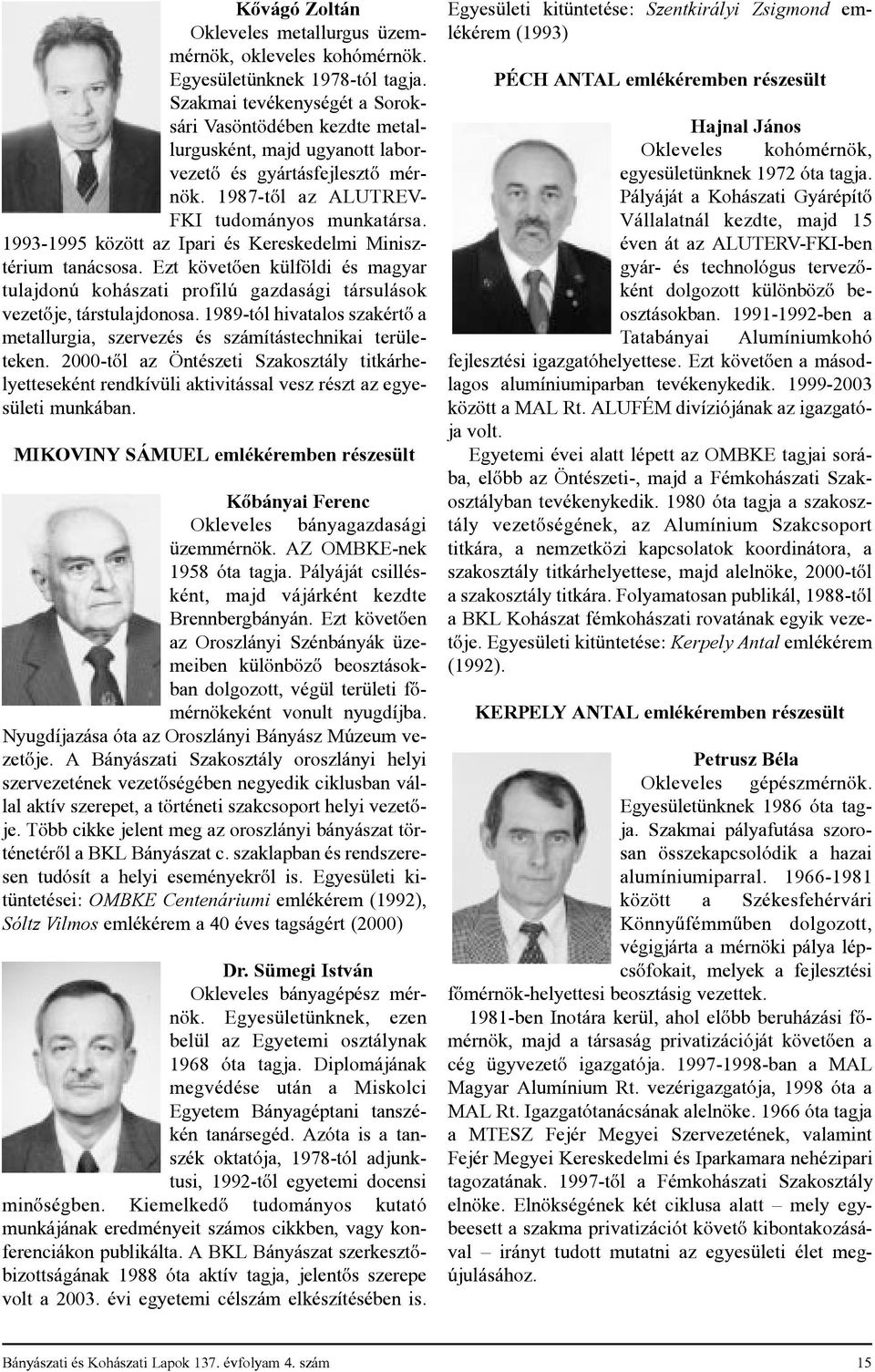 1993-1995 között az Ipari és Kereskedelmi Minisztérium tanácsosa. Ezt követõen külföldi és magyar tulajdonú kohászati profilú gazdasági társulások vezetõje, társtulajdonosa.