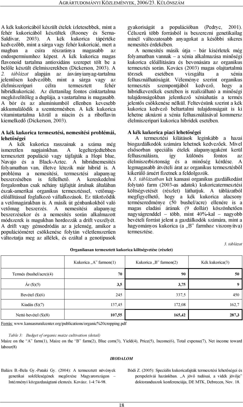 A kék kukorica magas flavonoid tartalma antioxidáns szerepet tölt be a belőle készült élelmiszerekben (Dickerson, 2003). A 2.