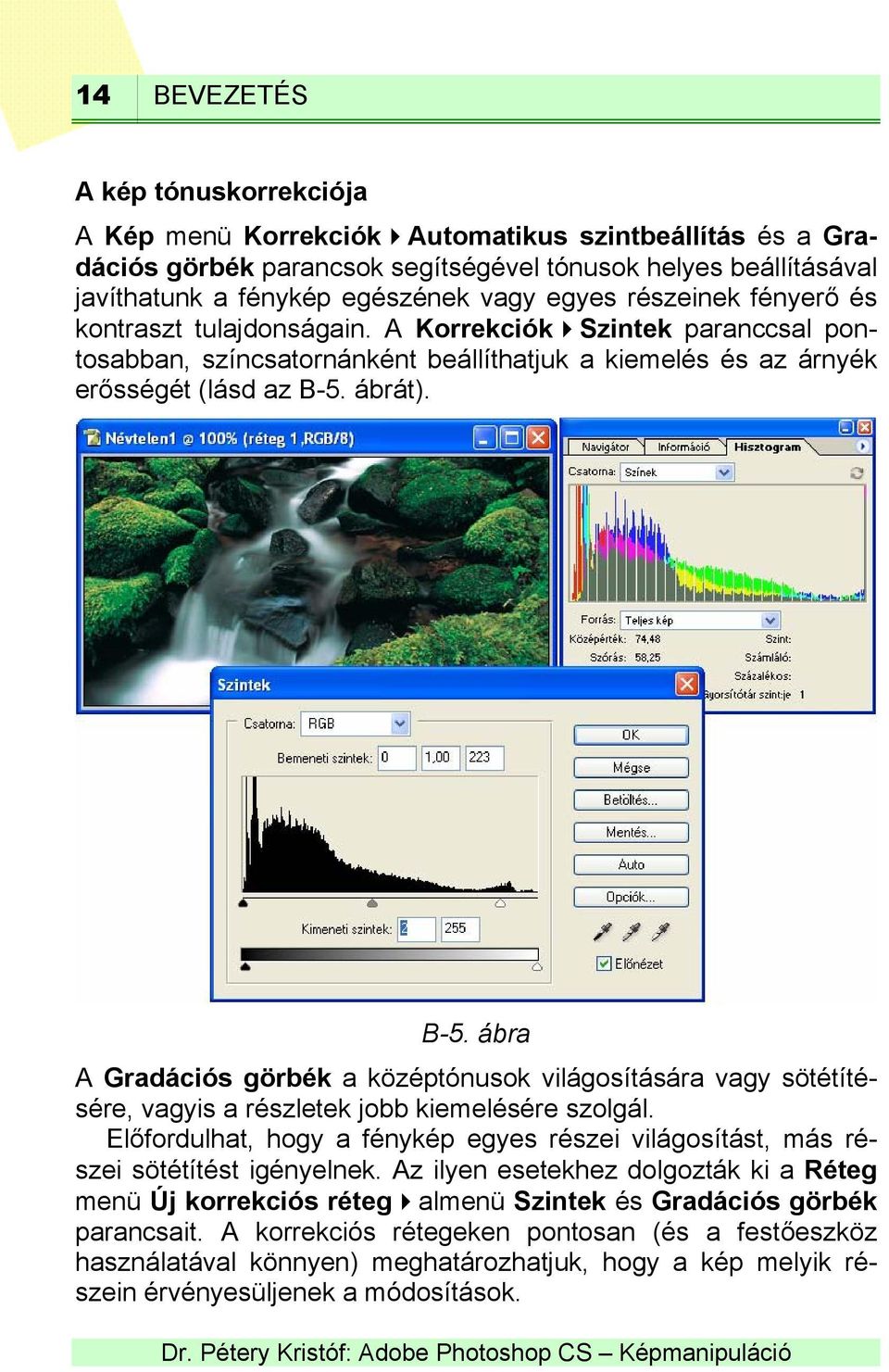 ábrát). B-5. ábra A Gradációs görbék a középtónusok világosítására vagy sötétítésére, vagyis a részletek jobb kiemelésére szolgál.