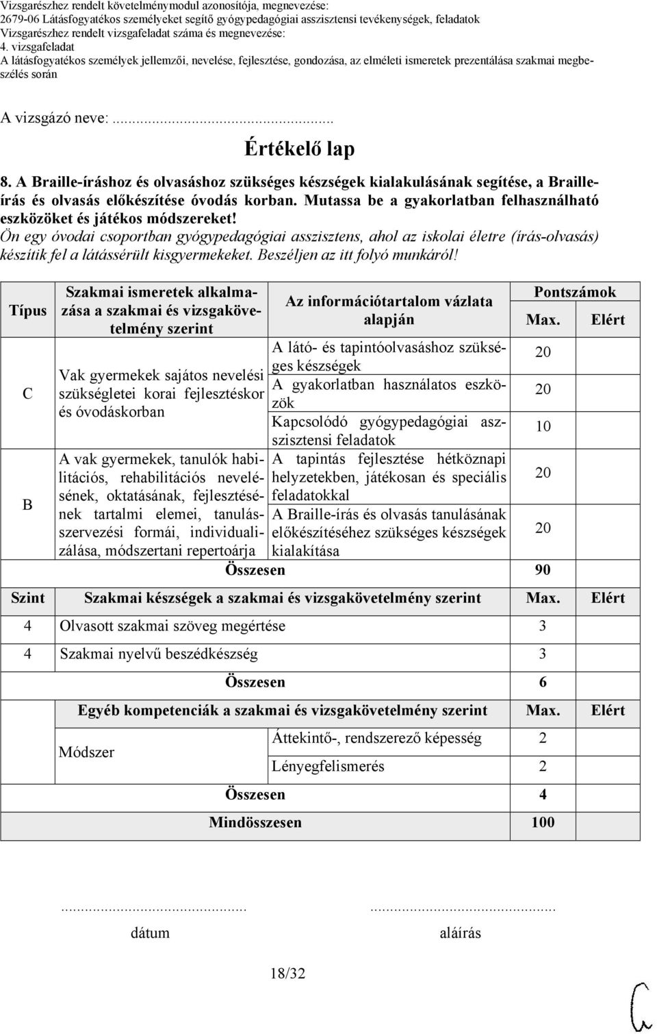 Ön egy óvodai csoportban gyógypedagógiai asszisztens, ahol az iskolai életre (írás-olvasás) készítik fel a látássérült kisgyermekeket. Beszéljen az itt folyó munkáról!
