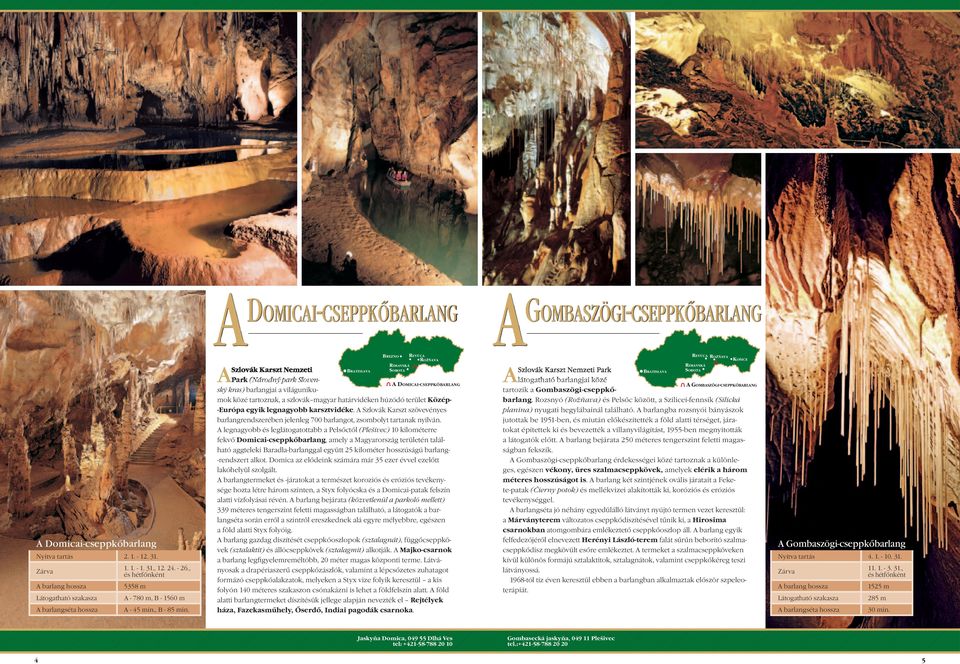 karsztvidéke. A Szlovák Karszt szövevényes barlangrendszerében jelenleg 700 barlangot, zsombolyt tartanak nyilván.