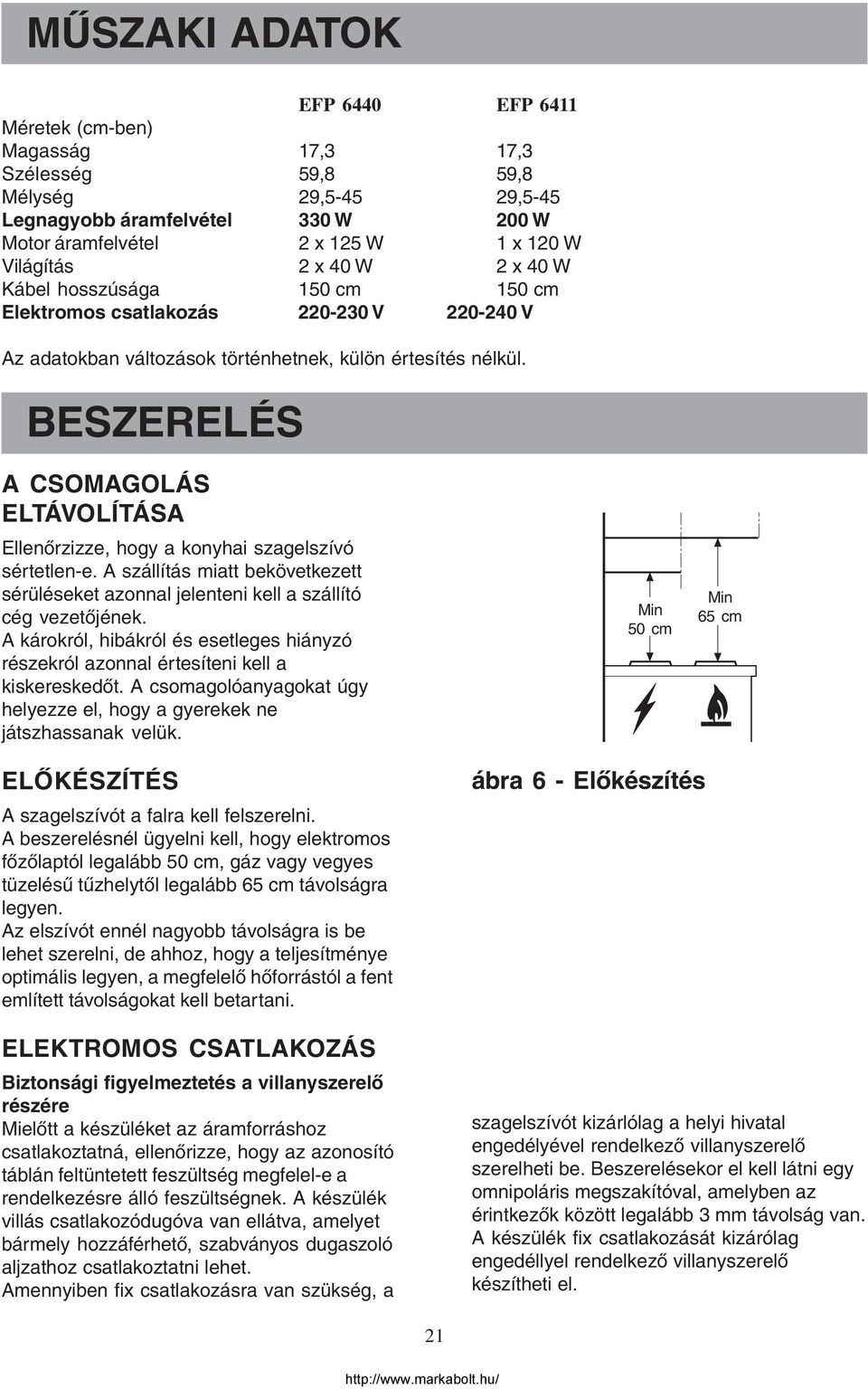 BESZERELÉS A CSOMAGOLÁS ELTÁVOLÍTÁSA Ellenőrzizze, hogy a konyhai szagelszívó sértetlen-e. A szállítás miatt bekövetkezett sérüléseket azonnal jelenteni kell a szállító cég vezetőjének.