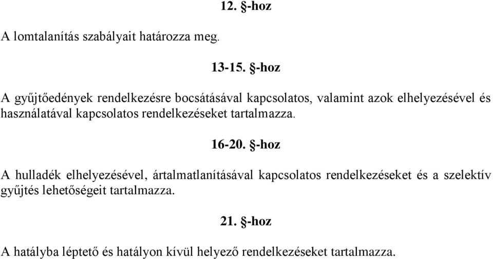 használatával kapcsolatos rendelkezéseket tartalmazza. 16-20.