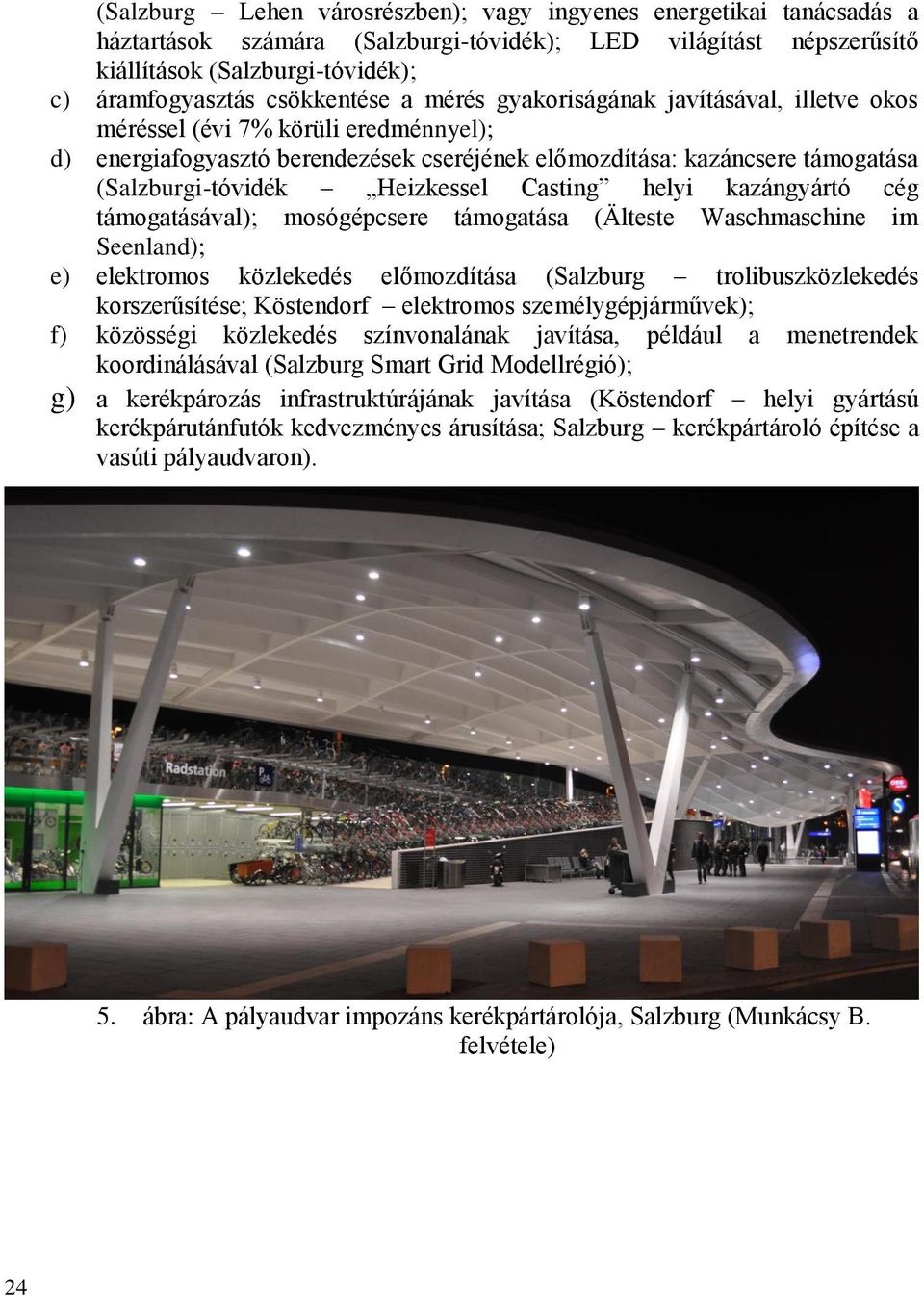 Heizkessel Casting helyi kazángyártó cég támogatásával); mosógépcsere támogatása (Älteste Waschmaschine im Seenland); e) elektromos közlekedés előmozdítása (Salzburg trolibuszközlekedés