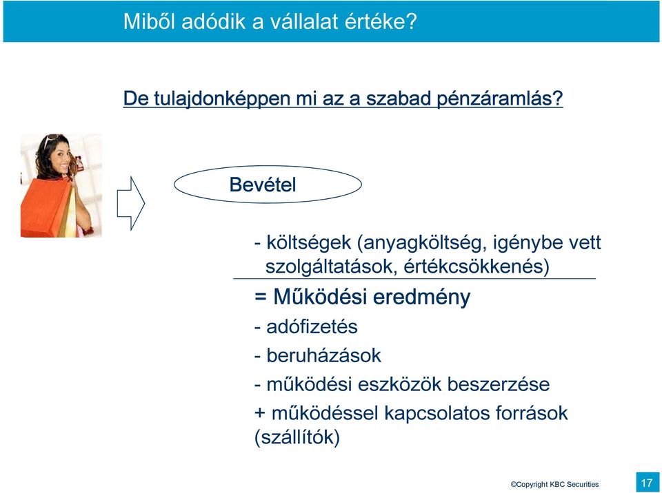 értékcsökkenés) = Működési eredmény - adófizetés - beruházások - működési