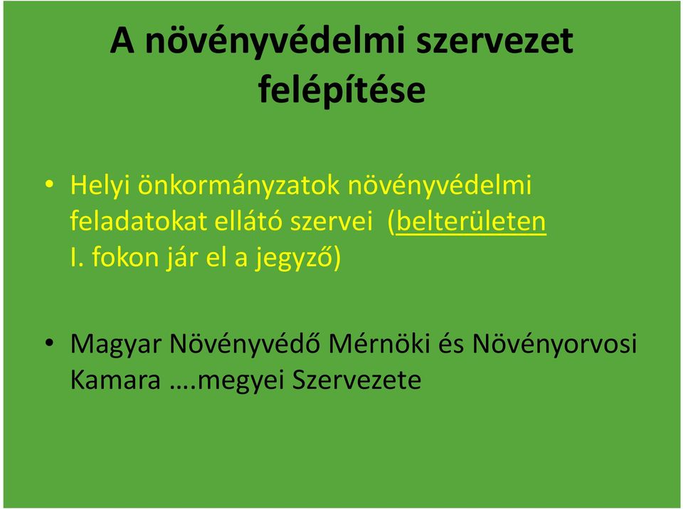 szervei (belterületen I.