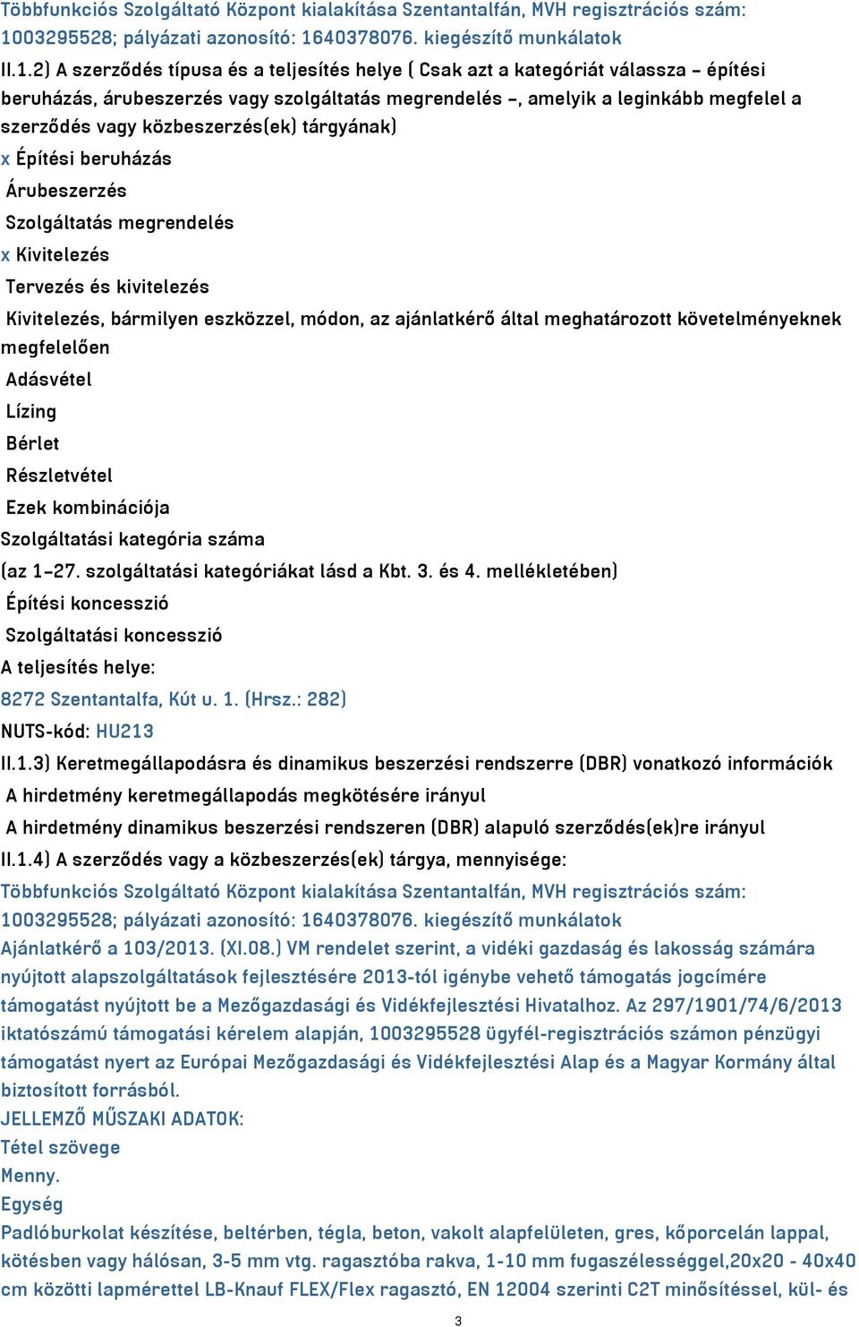 40378076. kiegészítő munkálatok II.1.