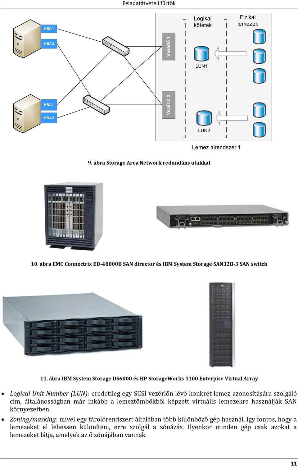 ábra IBM System Storage DS6000 és HP StorageWorks 4100 Enterpise Virtual Array Logical Unit Number (LUN): eredetileg egy SCSI vezérlőn lévő konkrét lemez azonosítására szolgáló cím,