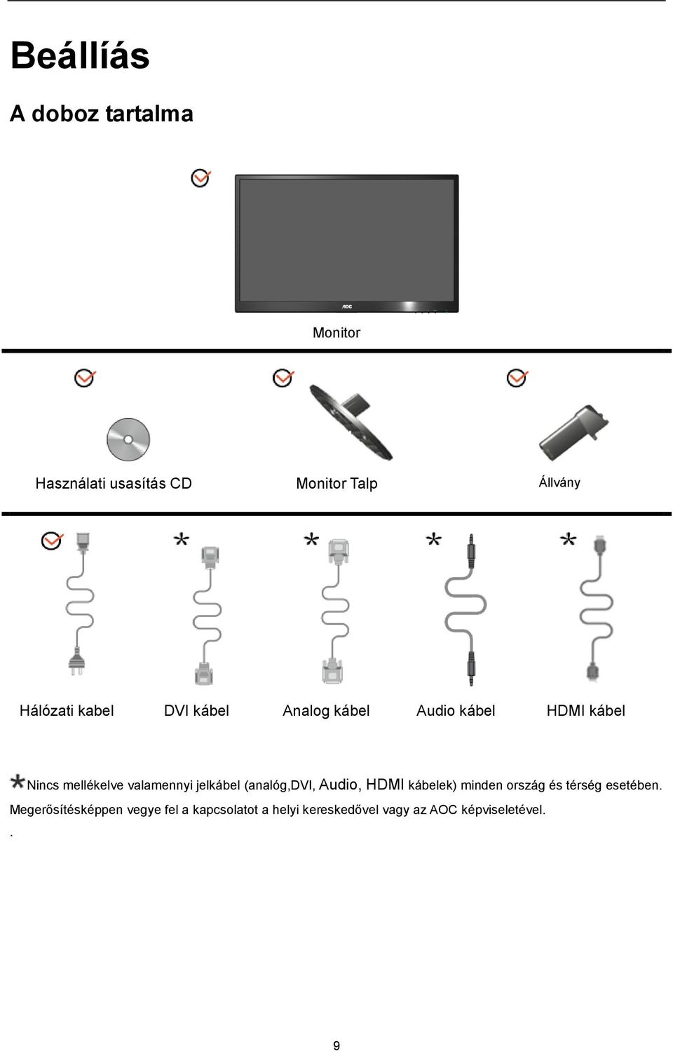 valamennyi jelkábel (analóg,dvi, Audio, HDMI kábelek) minden ország és térség